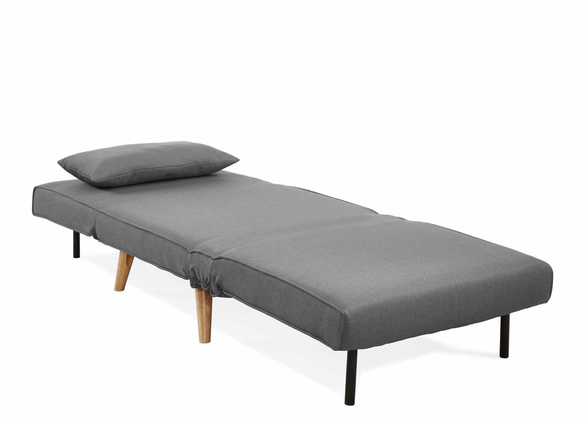 Fauteuil convertible en tissu gris TONKA