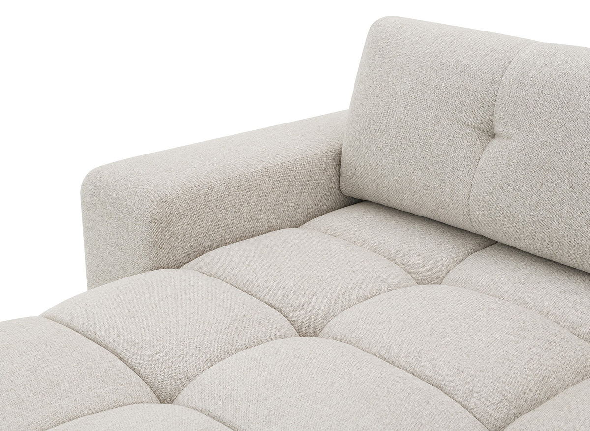 Divano angolare trasformabile con cassapanca in tessuto strutturato beige ANGELINE - Angolo sinistro