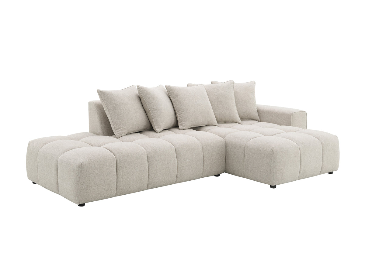 Divano angolare in tessuto strutturato beige CLARISSE - Angolo destro