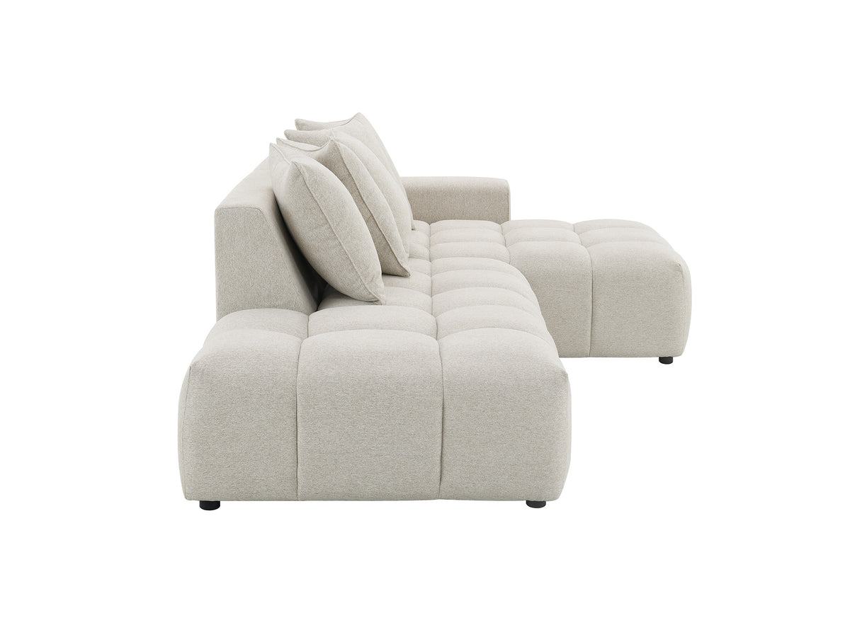 Divano angolare in tessuto strutturato beige CLARISSE - Angolo destro