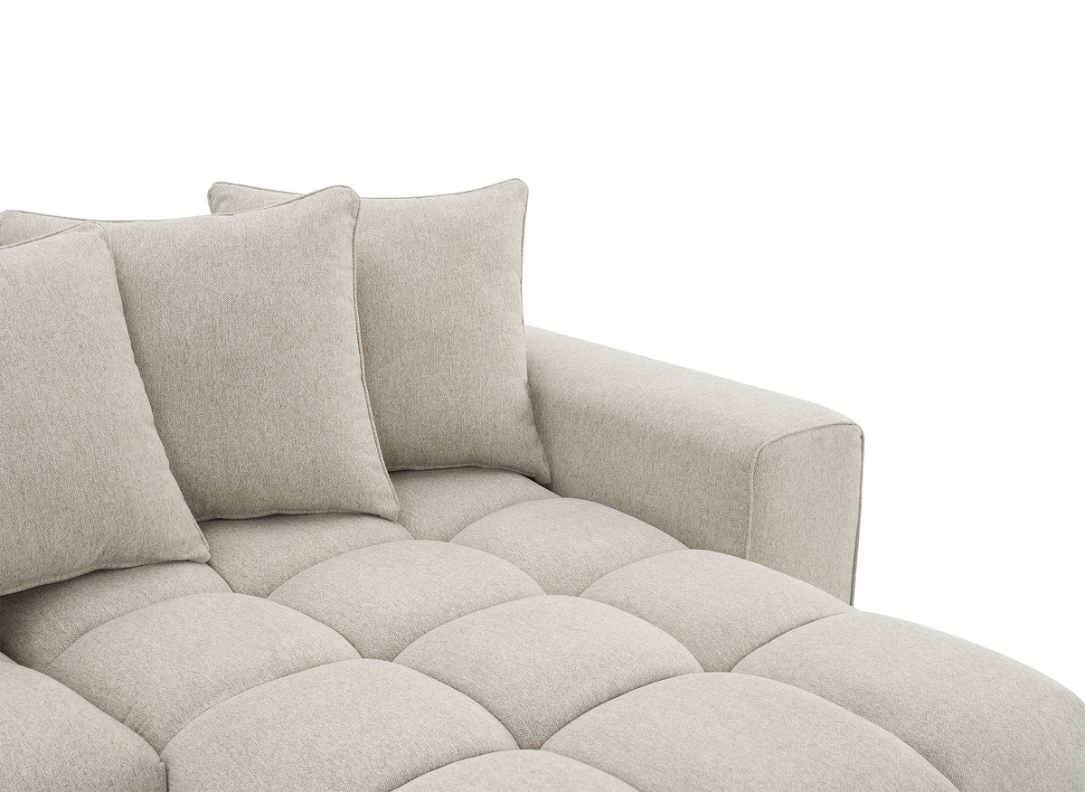 Divano angolare in tessuto strutturato beige CLARISSE - Angolo destro