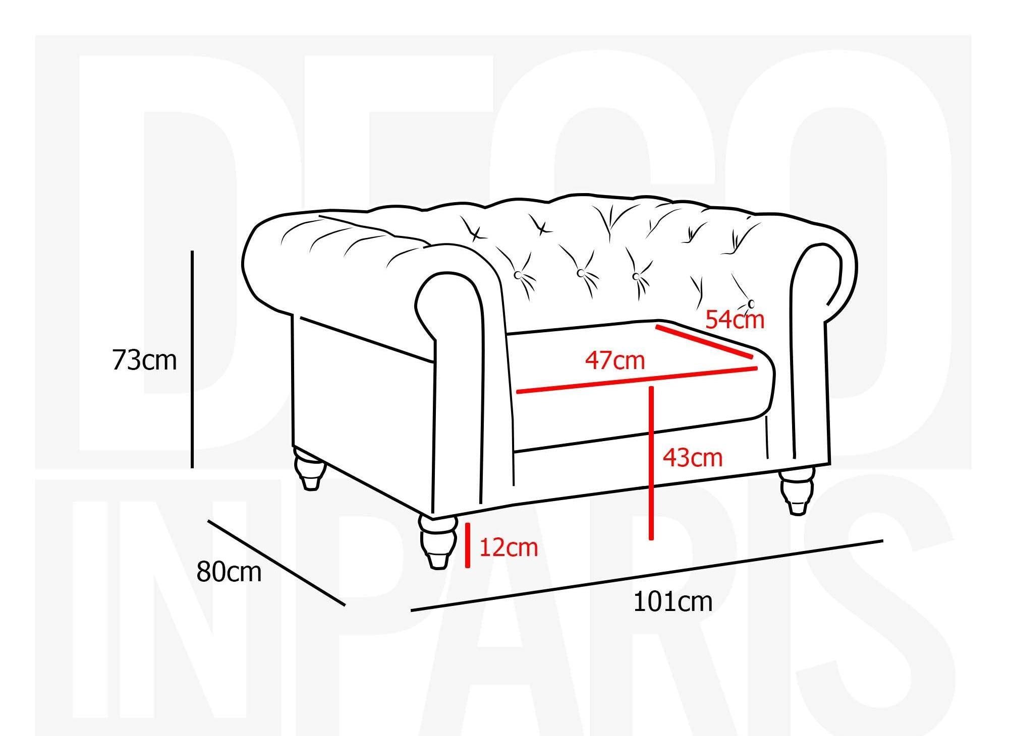 Fauteuil velours Gris CHESTERFIELD