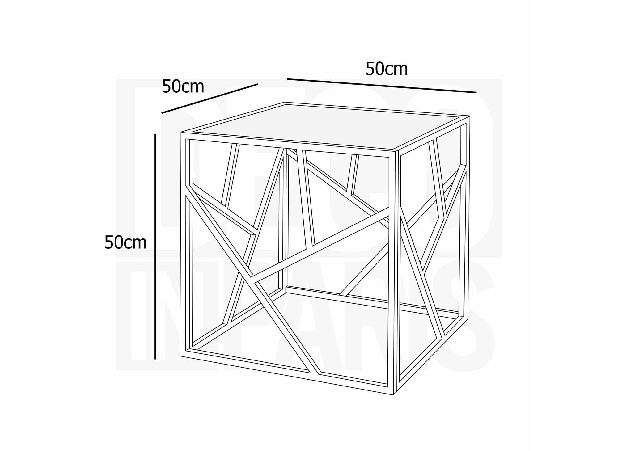 Table basse design en verre noir et métal doré carrée SOLAL
