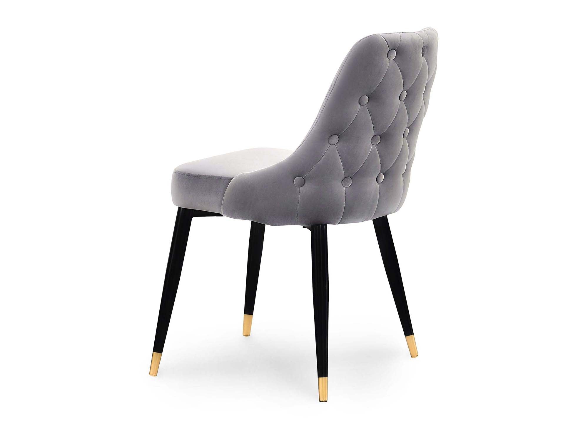 Lot de 2 chaises capitonnées en velours gris DORINA