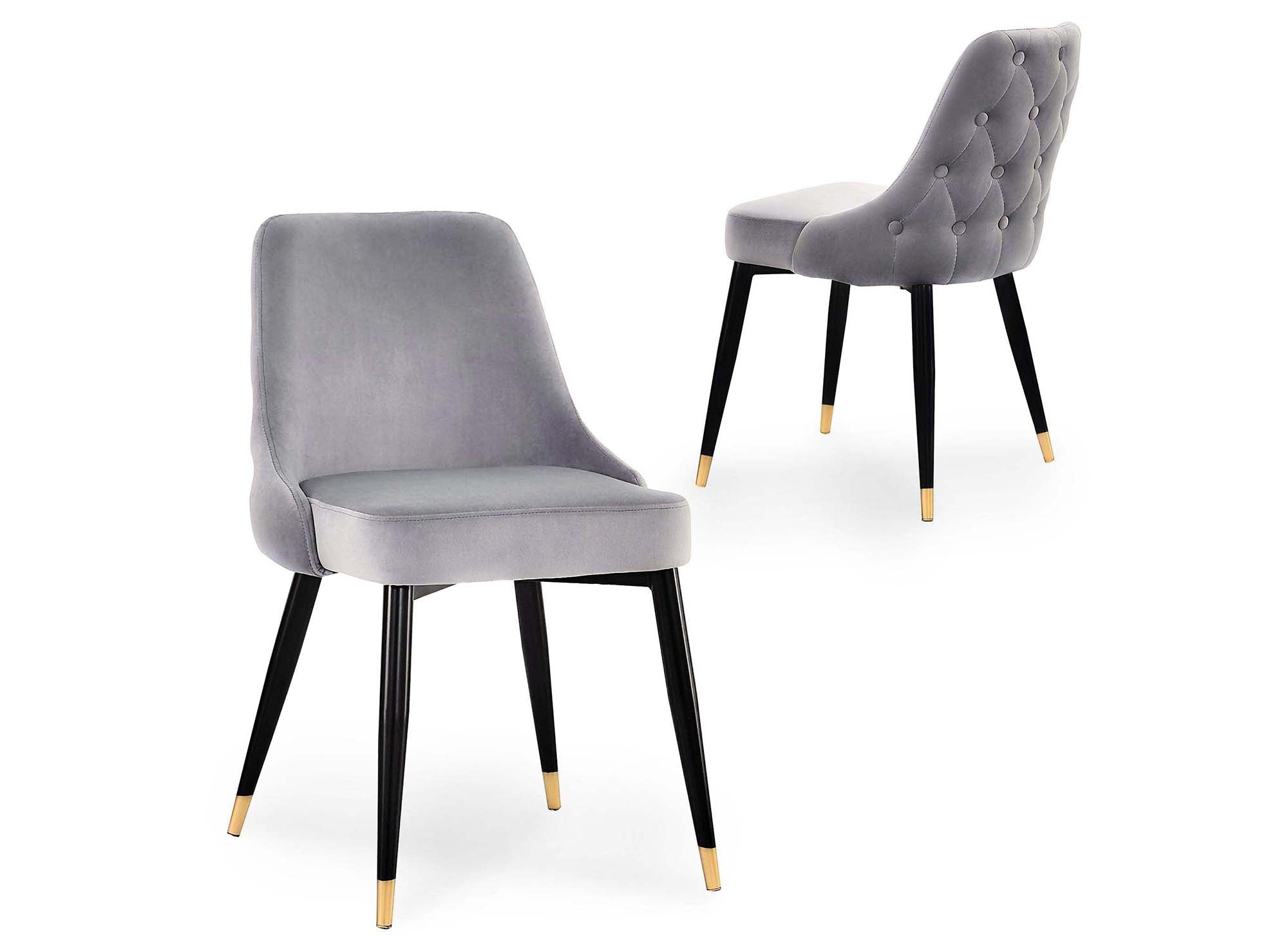 Lot de 2 chaises capitonnées en velours gris DORINA