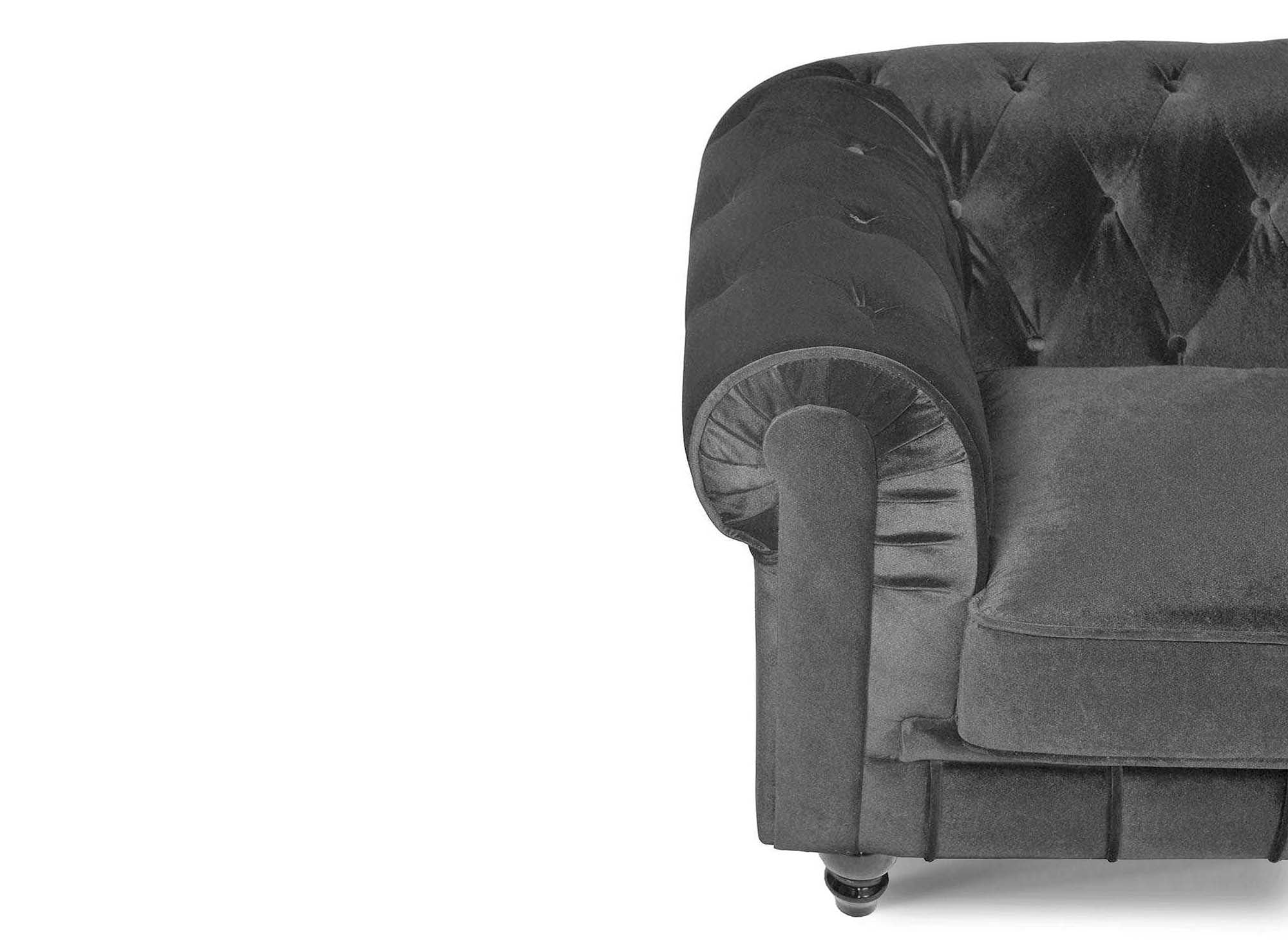 Canapé 3 places velours Gris CHESTERFIELD