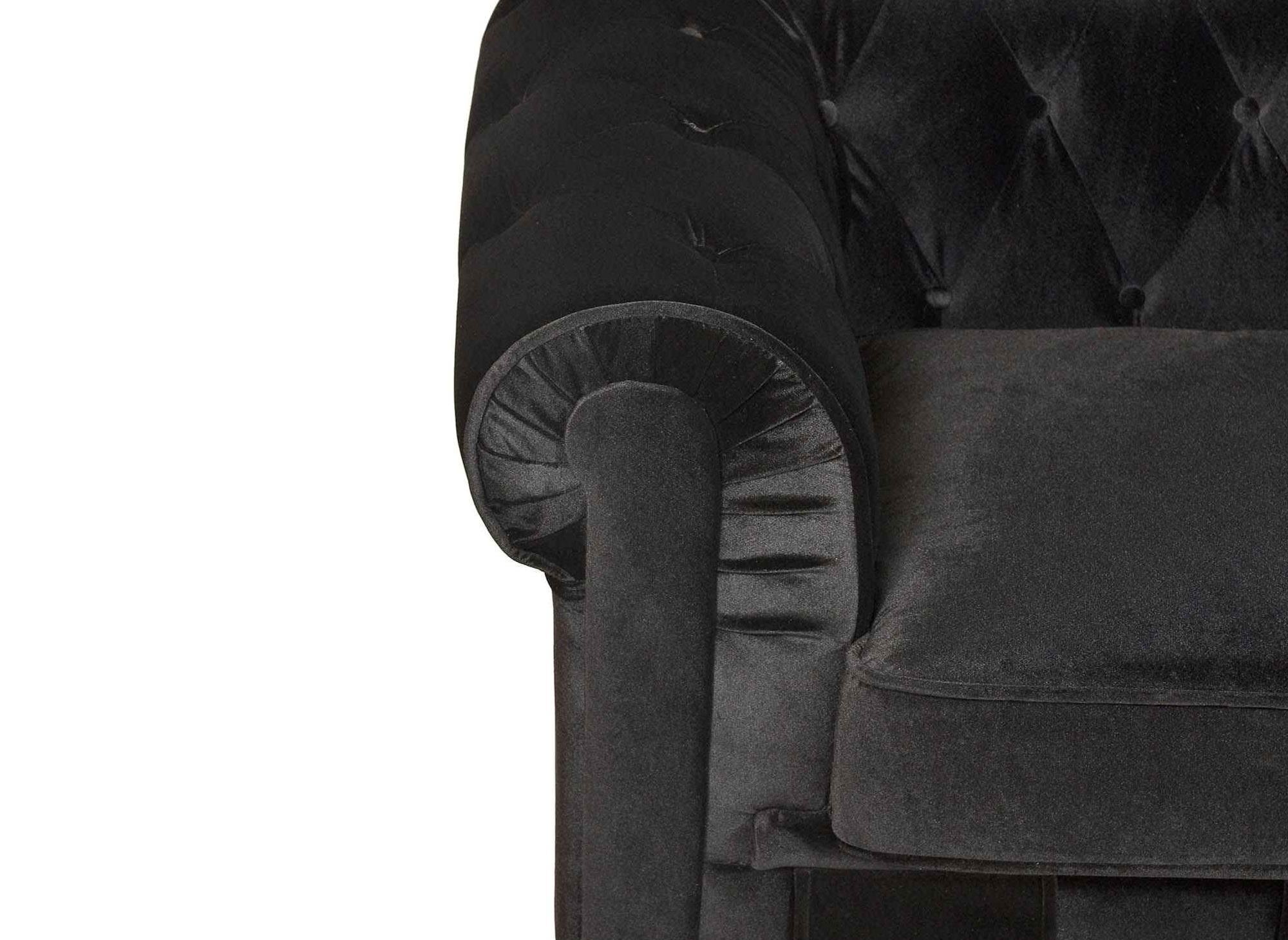 Canapé 3 places velours noir CHESTERFIELD