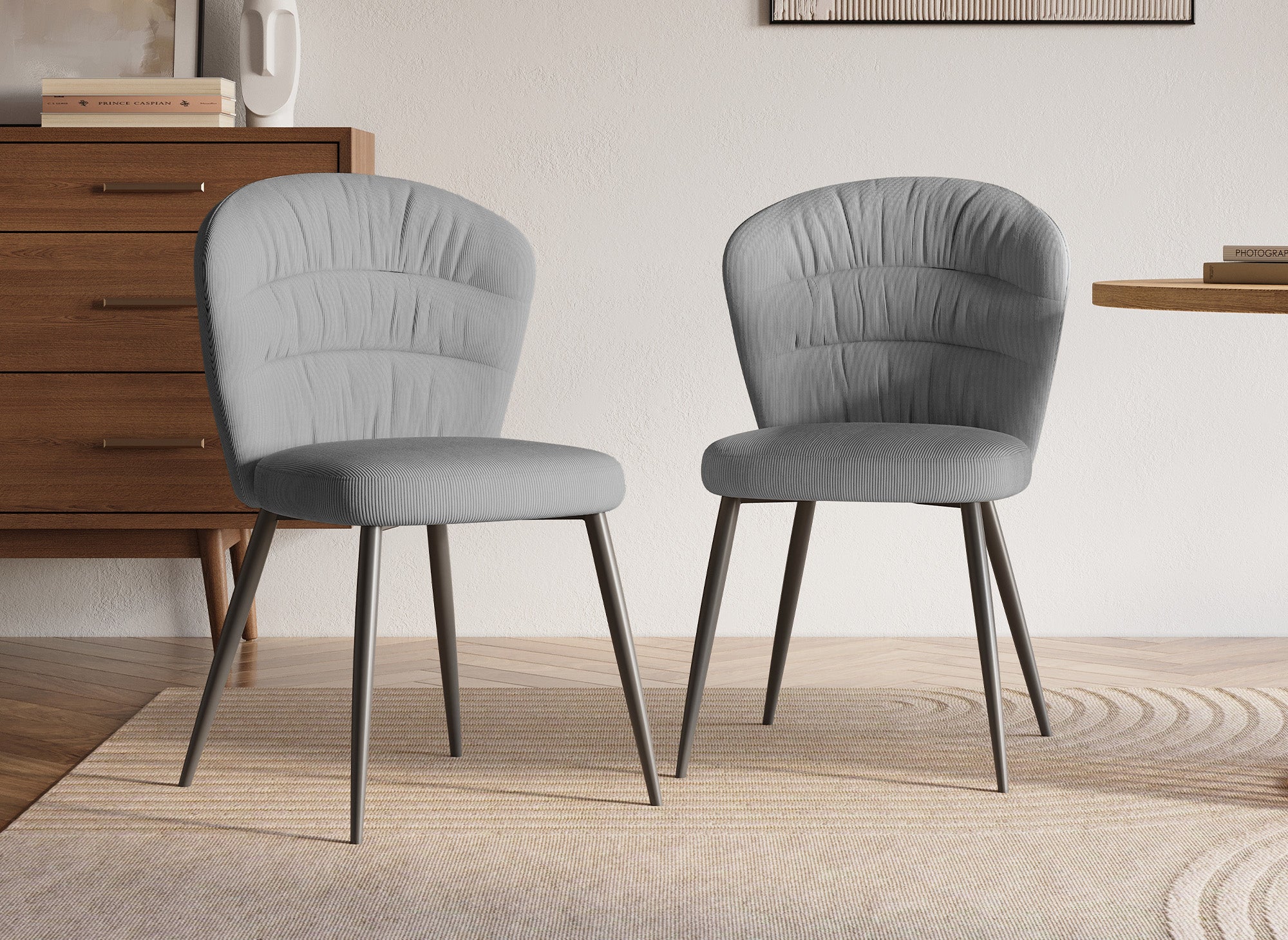 Lot de 4 chaises en velours côtelé gris DANIELA