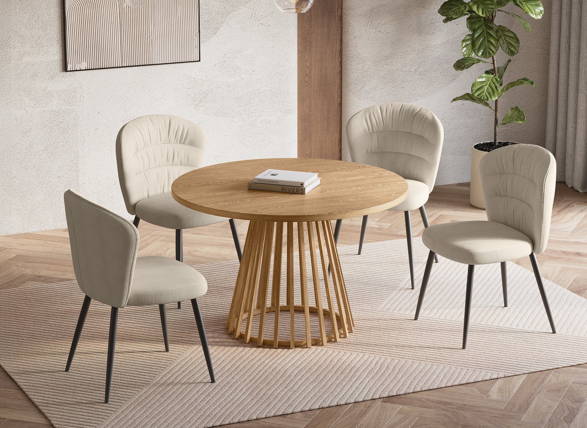 Table à manger ronde pied design HIBEA