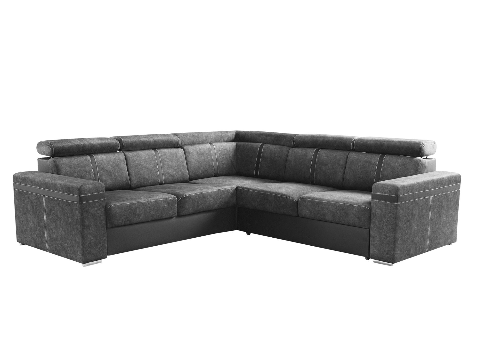 Canapé d'angle convertible et réversible en tissu gris foncé MERYL