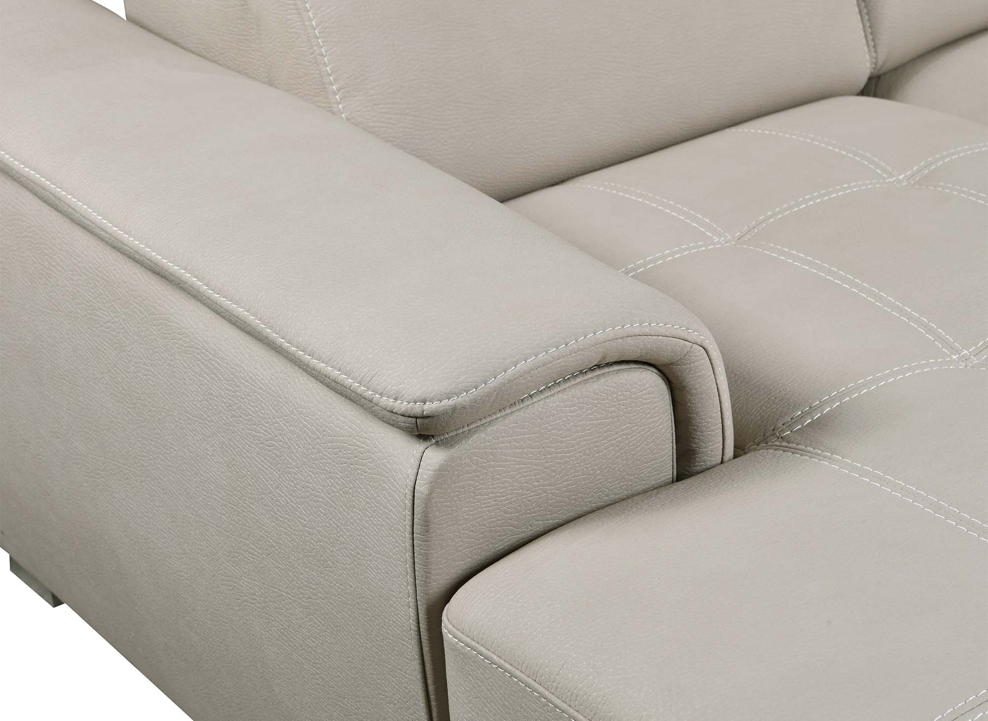 Canapé convertible et panoramique avec coffre de rangement en tissu beige OLIVER - Angle Gauche