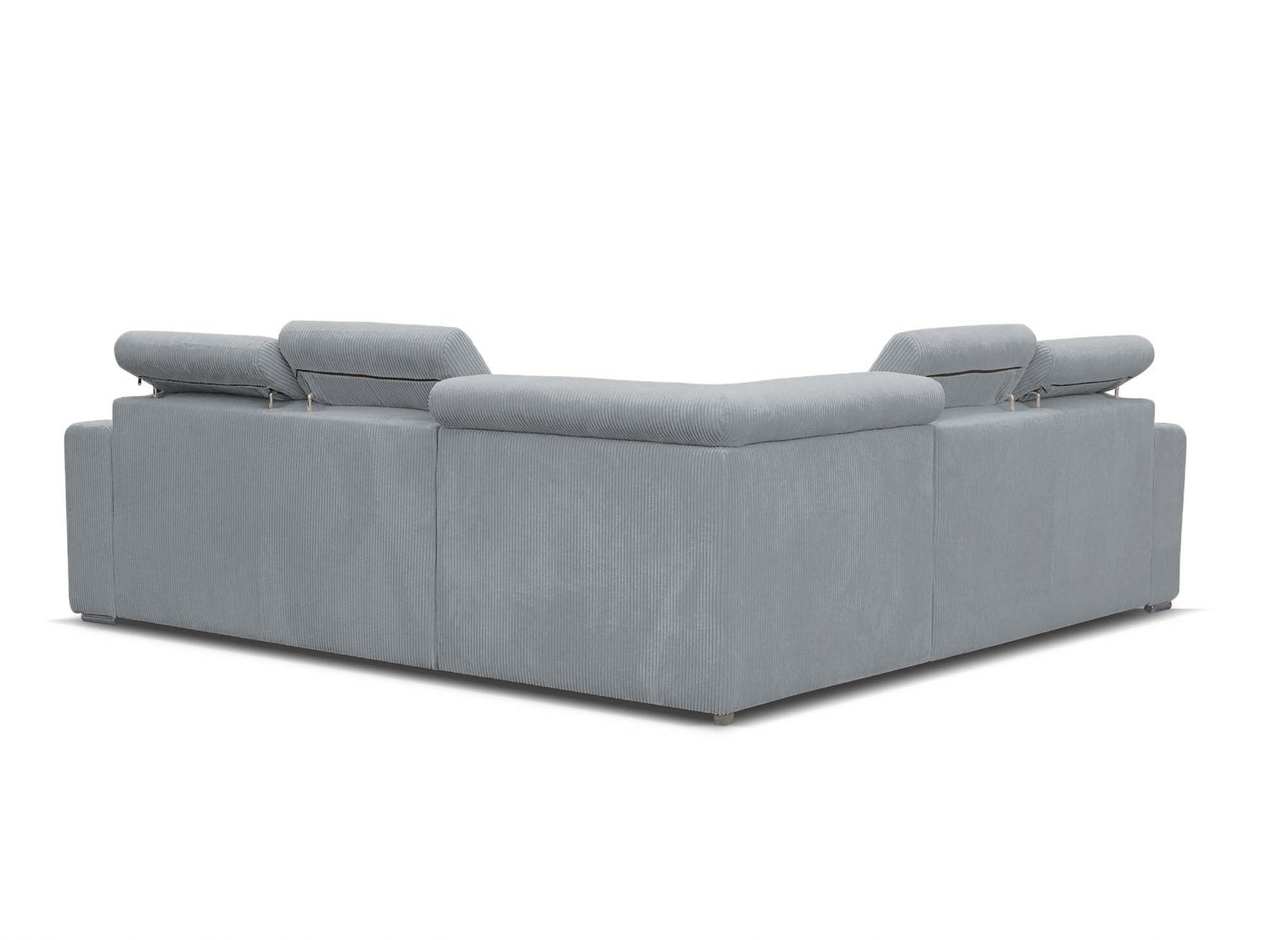 Canapé d'angle convertible et réversible en velours côtelé gris clair MERYL