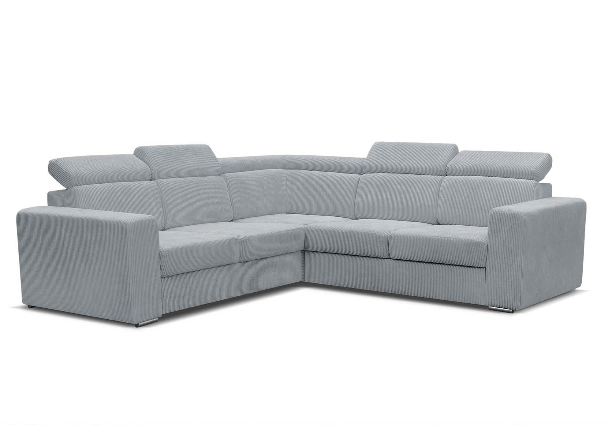 Canapé d'angle convertible et réversible en velours côtelé gris clair MERYL