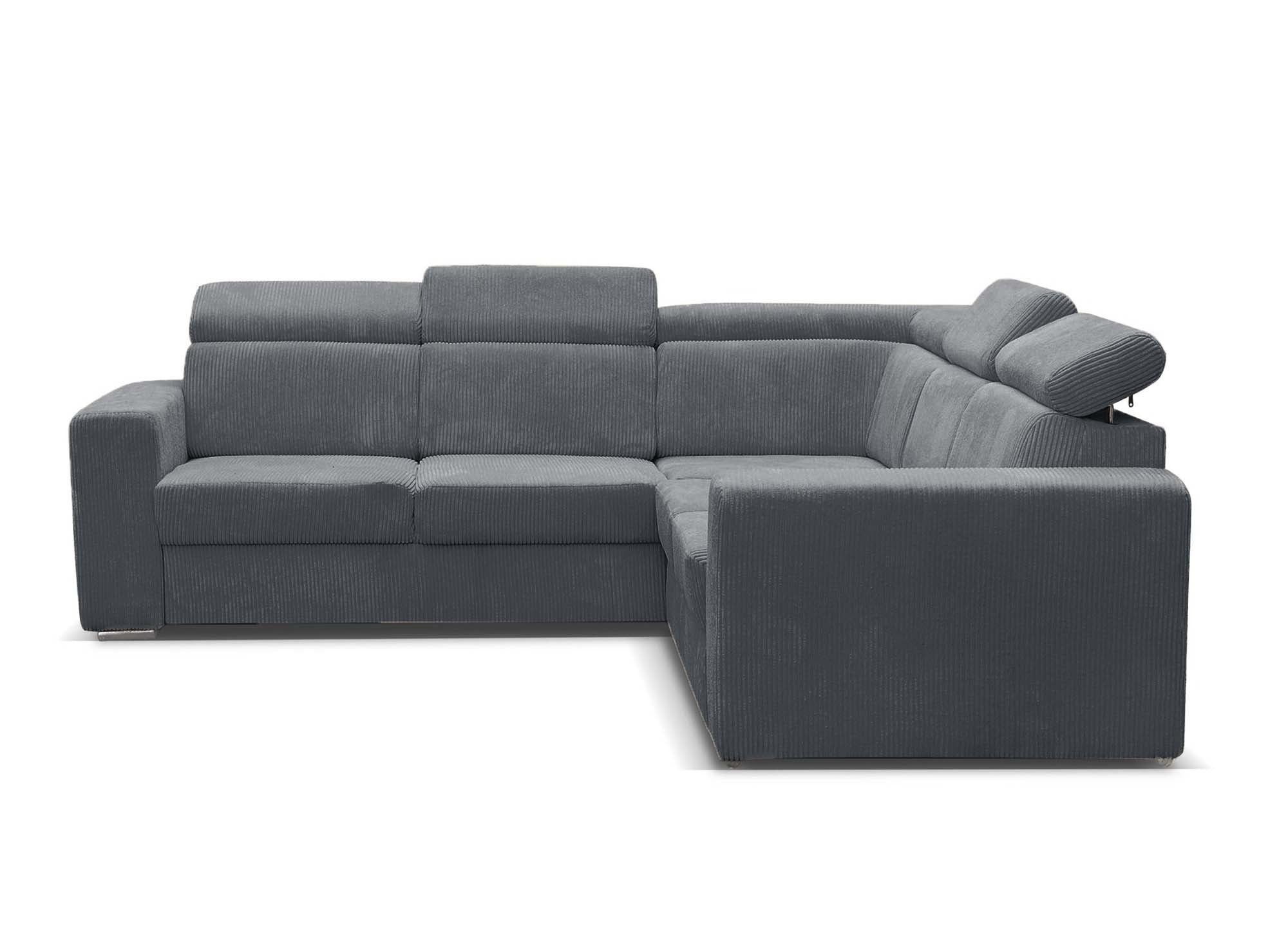 Canapé d'angle convertible et réversible en velours côtelé gris foncé MERYL