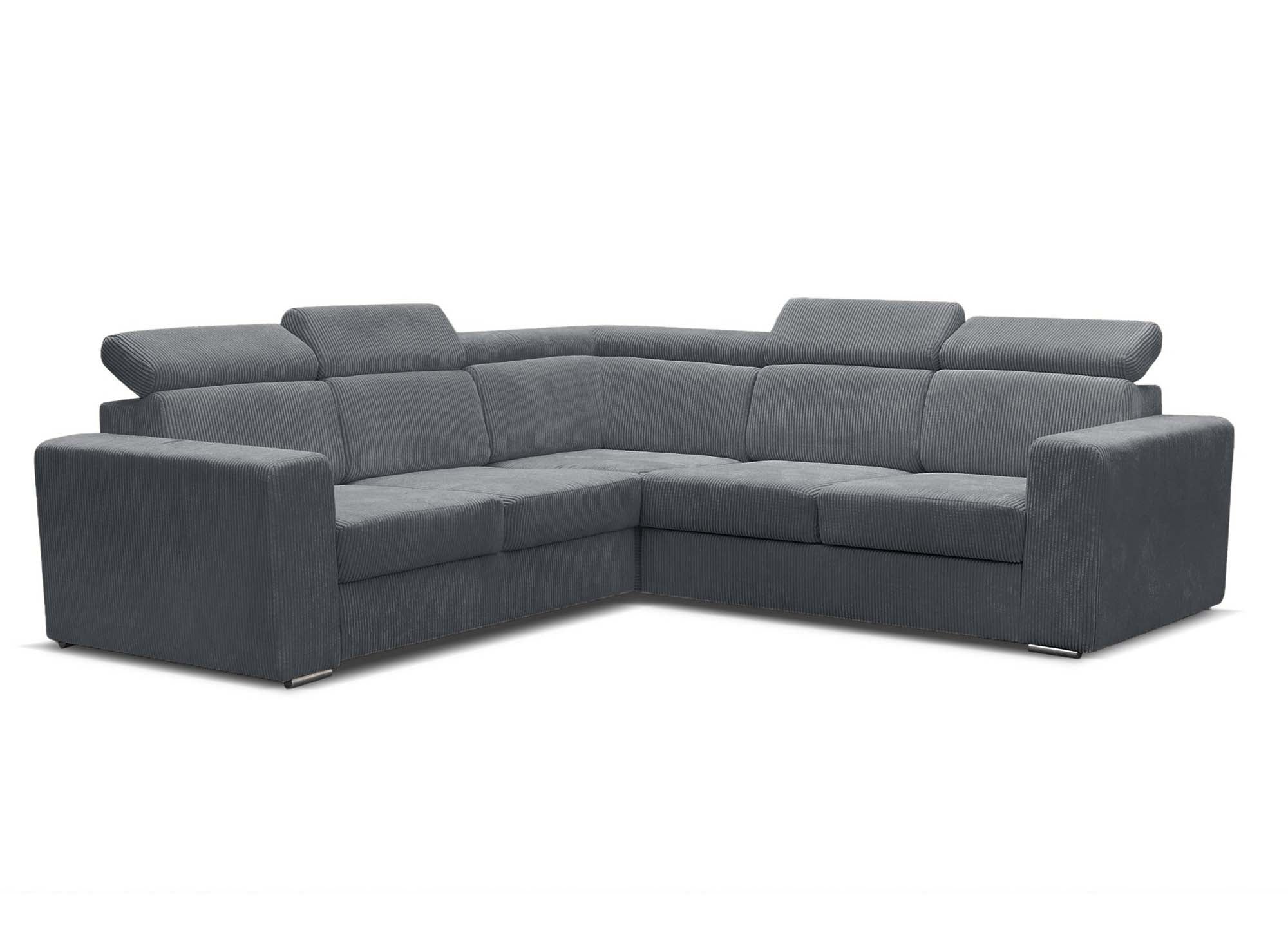 Canapé d'angle convertible et réversible en velours côtelé gris foncé MERYL