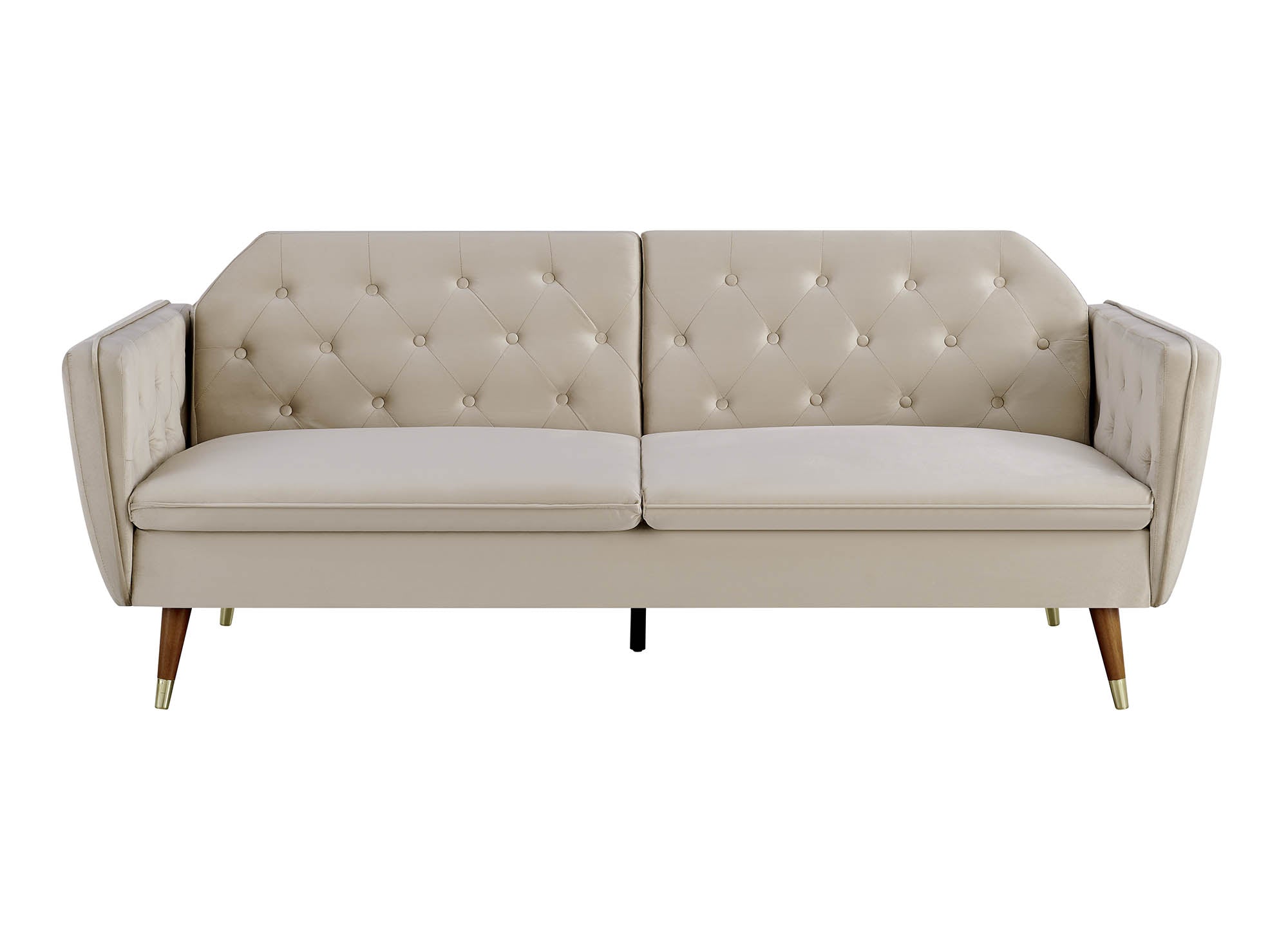 Canapé clic-clac convertible 3 places en tissu velours beige ARIANE