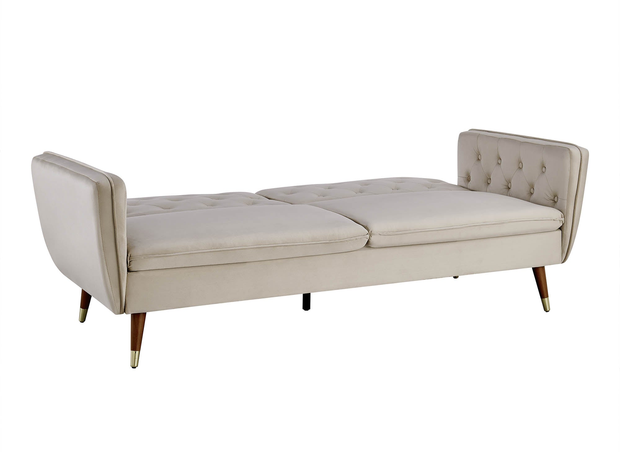 Canapé clic-clac convertible 3 places en tissu velours beige ARIANE