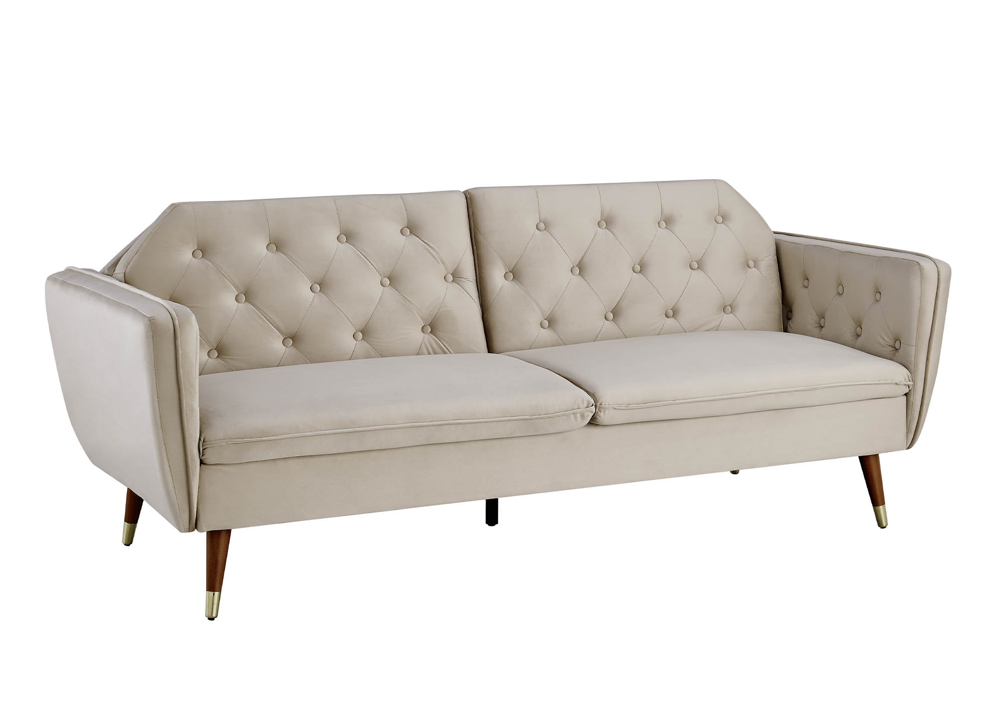 Canapé clic-clac convertible 3 places en tissu velours beige ARIANE