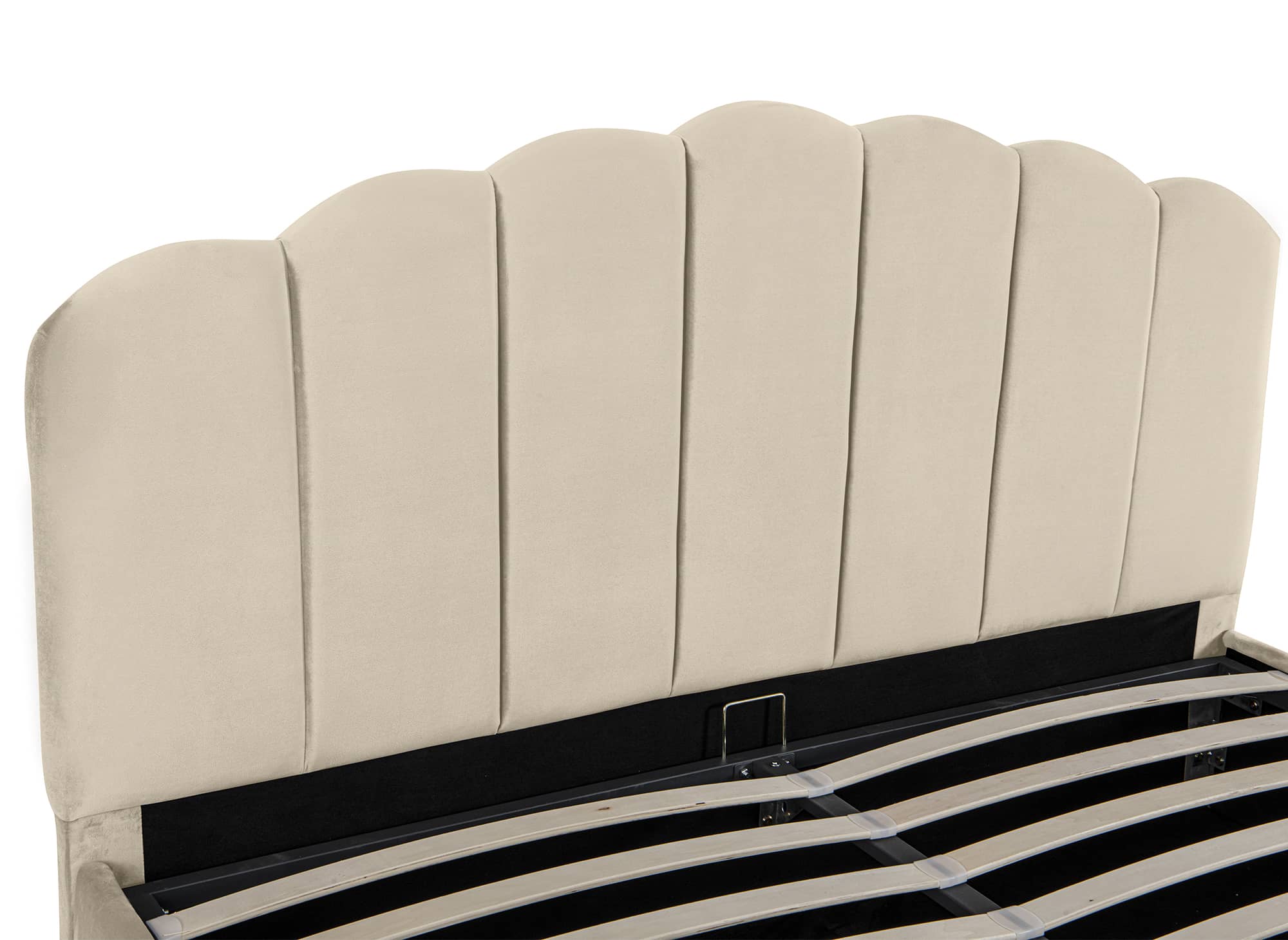 Lit coffre en velours beige 160x200 cm ELVIRA