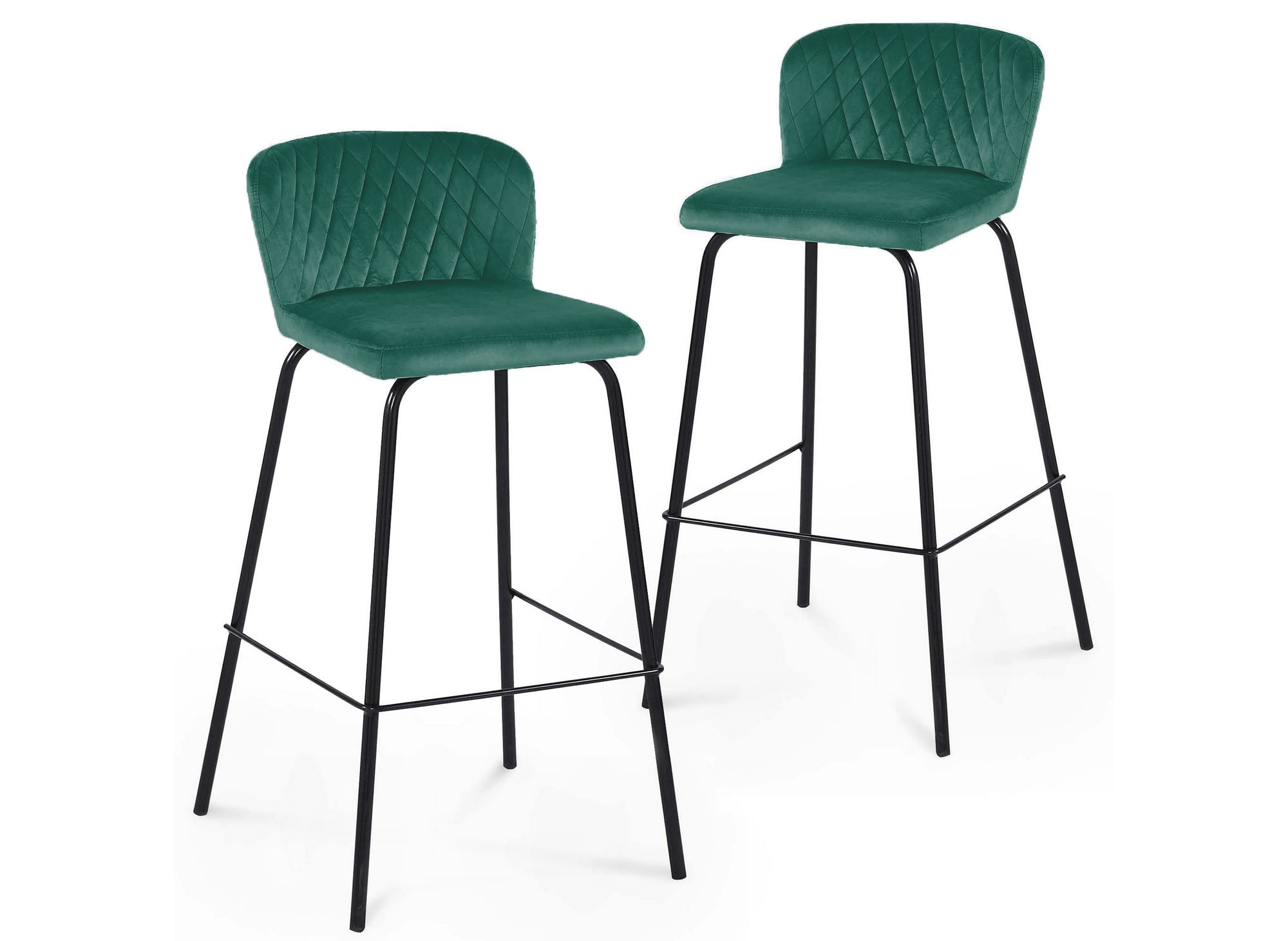 Lot de 2 tabourets de bar design en velours vert BOSCO