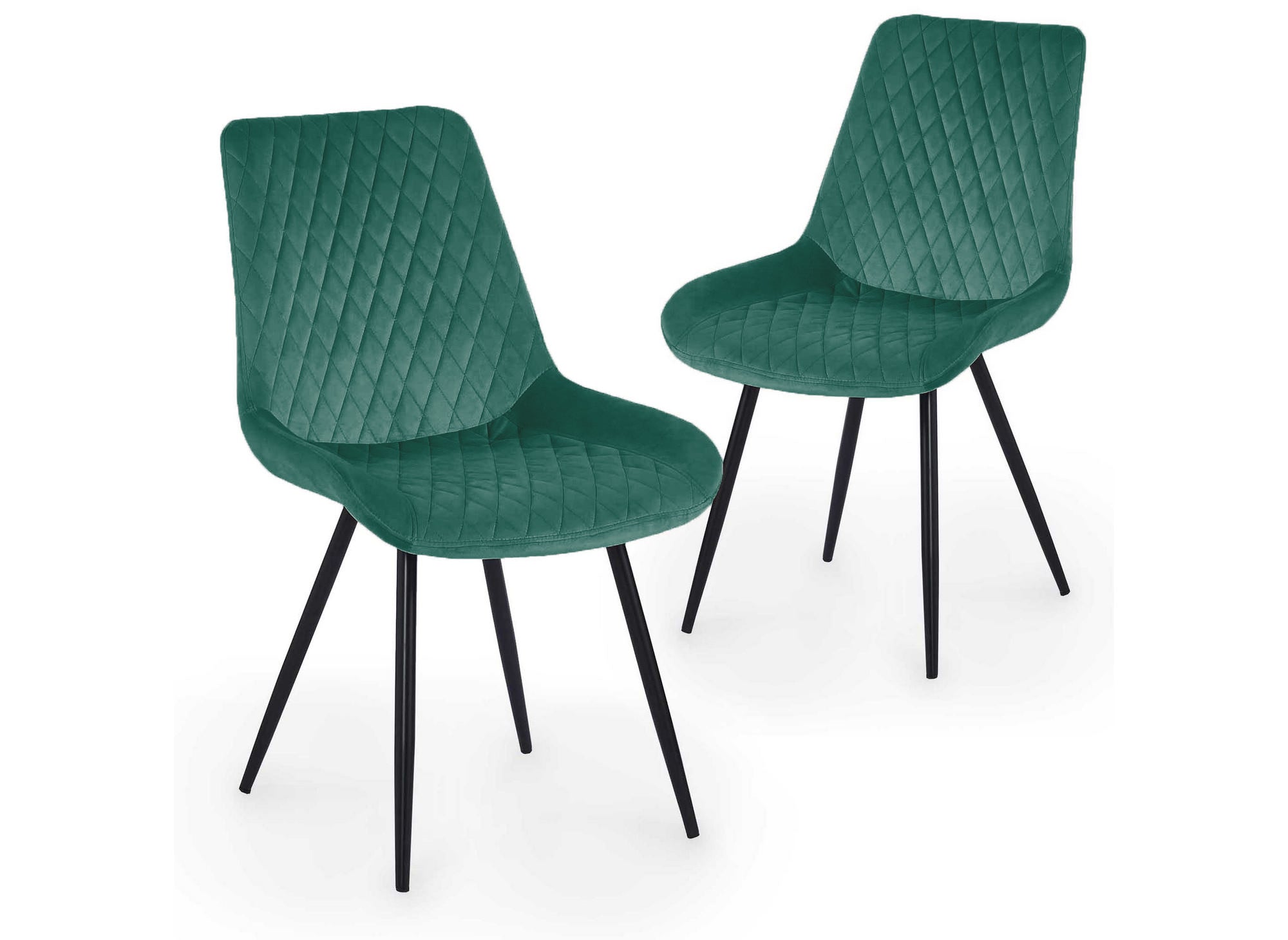 Lot de 2 chaises design en velours vert YOLA