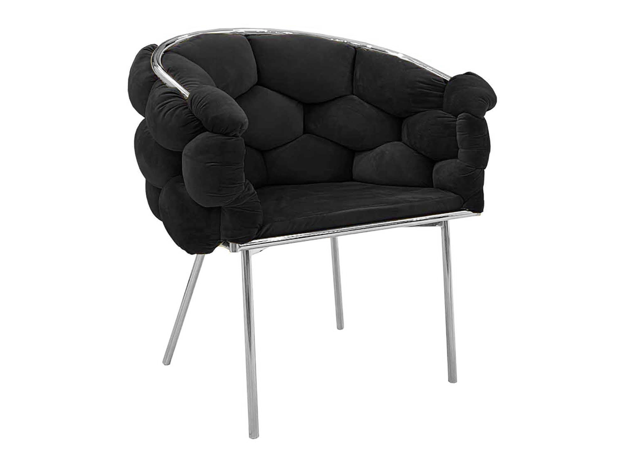 Lot de 2 chaises en velours noir pieds en métal argenté CHARLOTTE