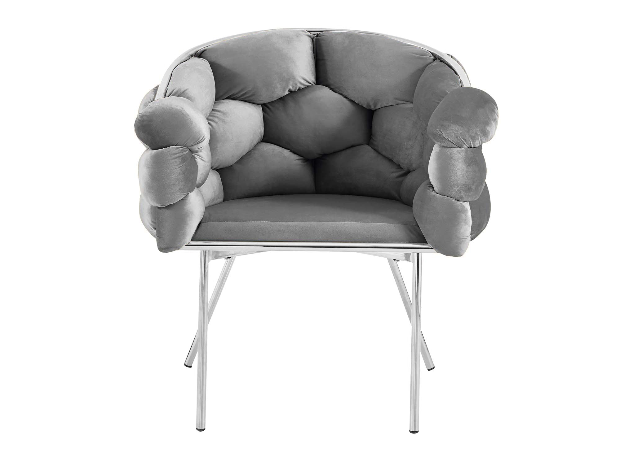 Lot de 2 chaises en velours gris pieds en métal argenté CHARLOTTE