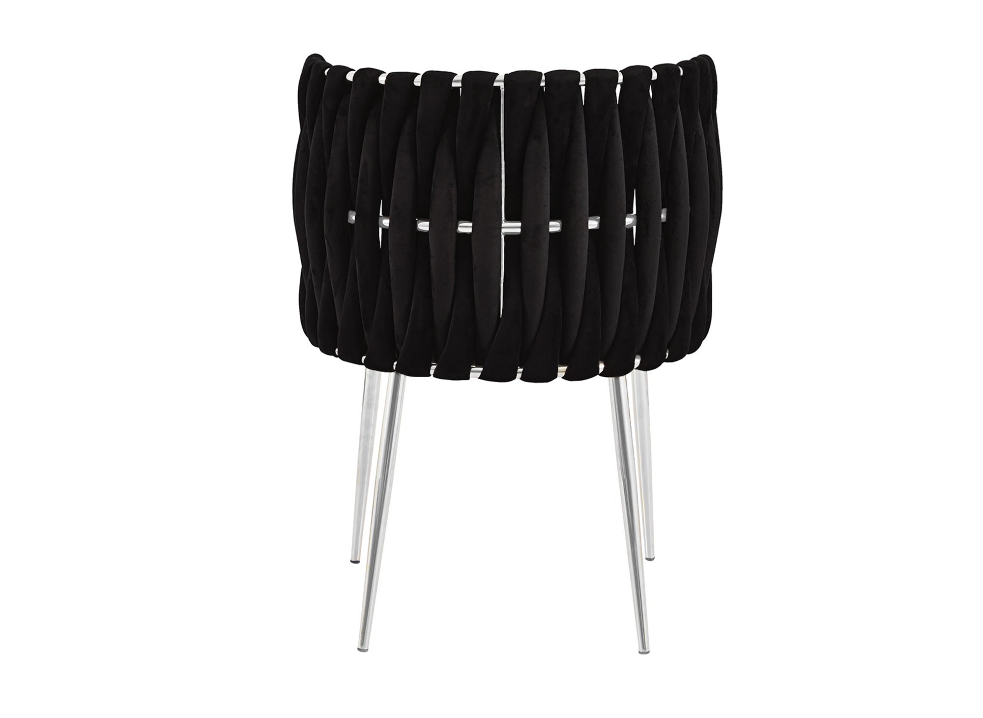 Lot de 2 chaises en velours noir pieds en métal argenté POLO