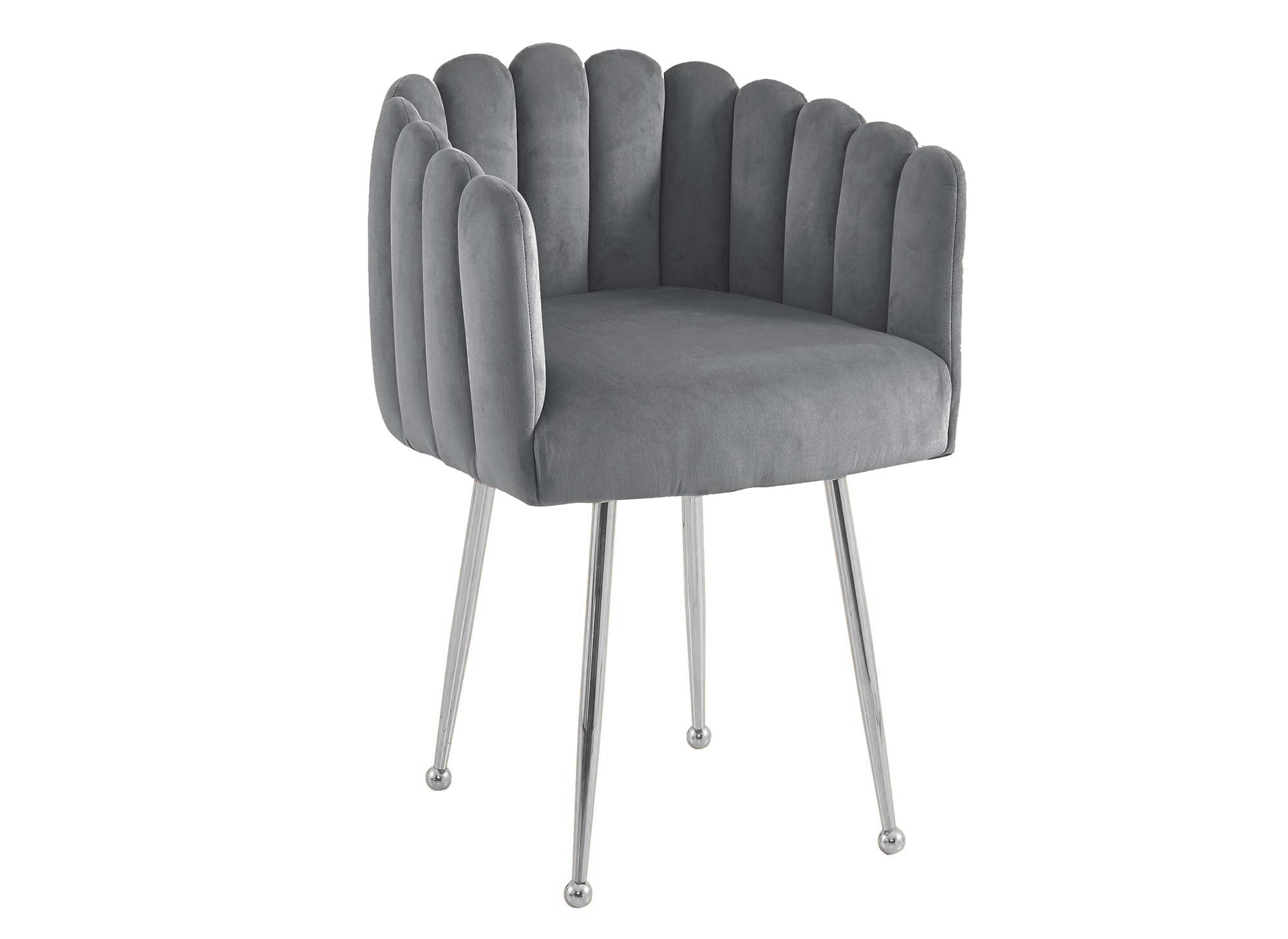 Chaise en velours gris pieds en métal argenté HAYDEN