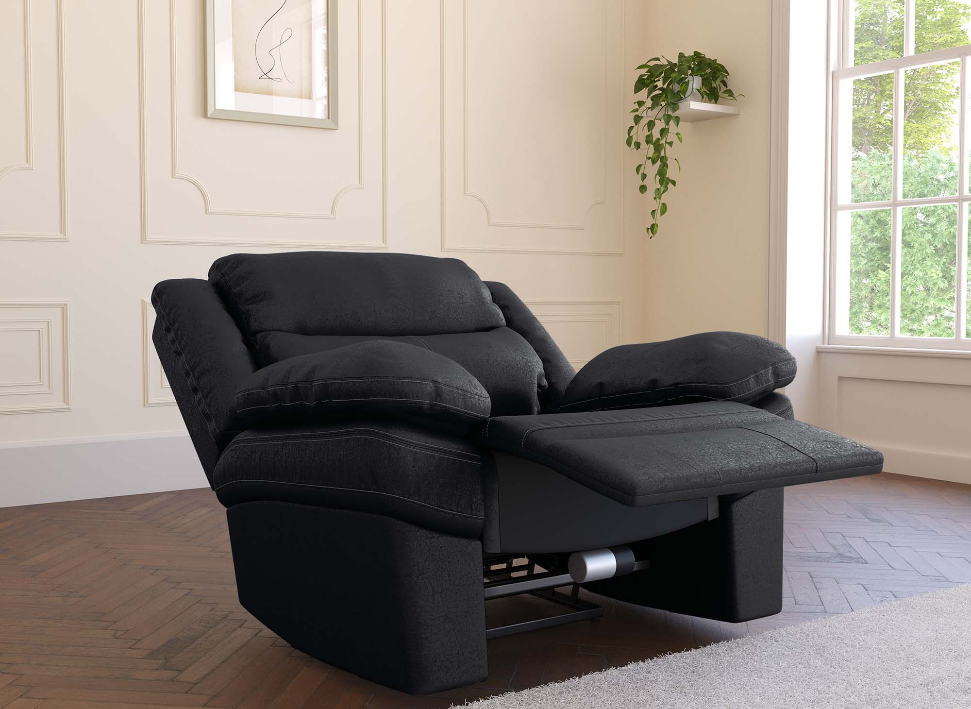 Fauteuil relax électrique en simili cuir noir ALFRED