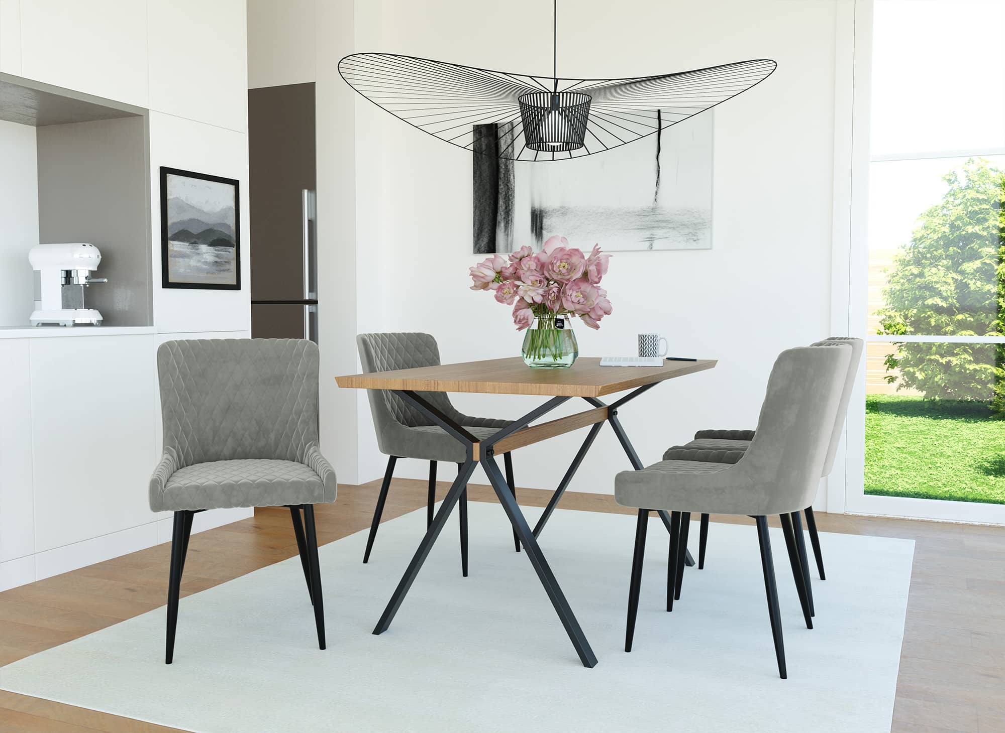 Lot de 2 chaises design en velours gris JENNY