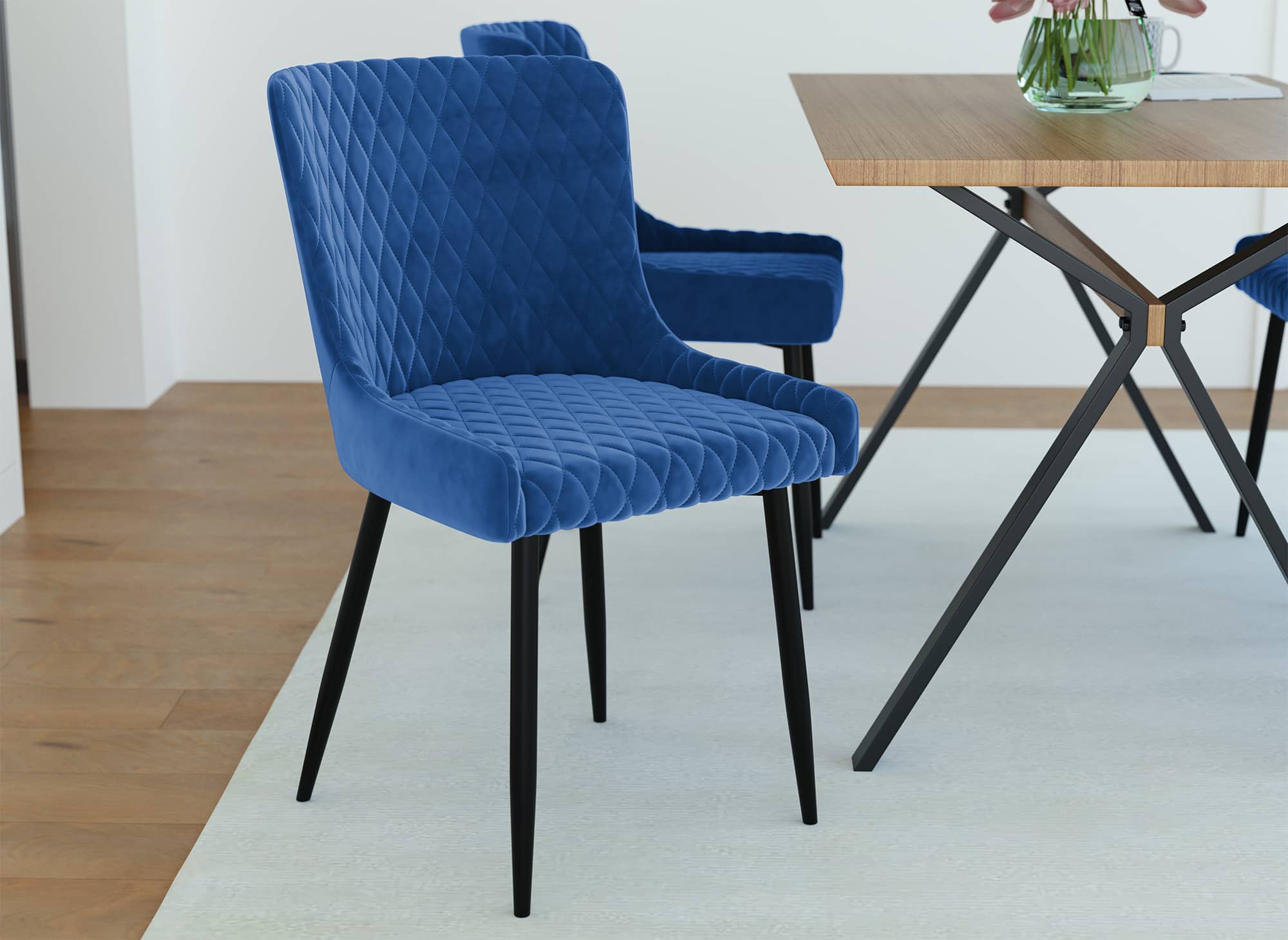 Lot de 2 chaises design en velours bleu JENNY