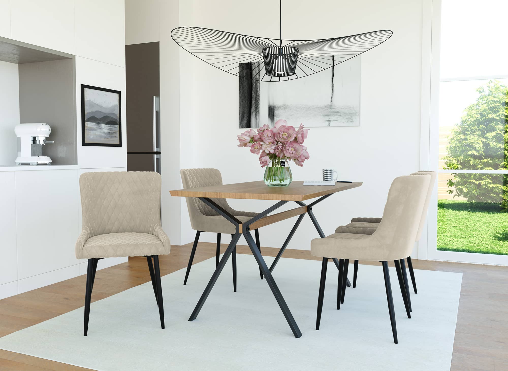 Lot de 2 chaises design en velours beige JENNY