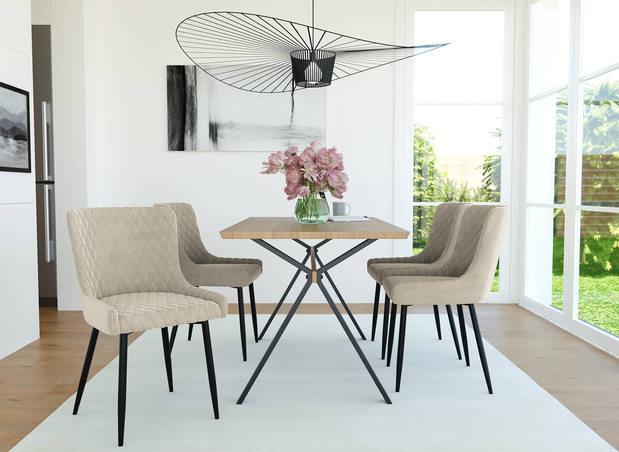 Lot de 2 chaises design en velours beige JENNY