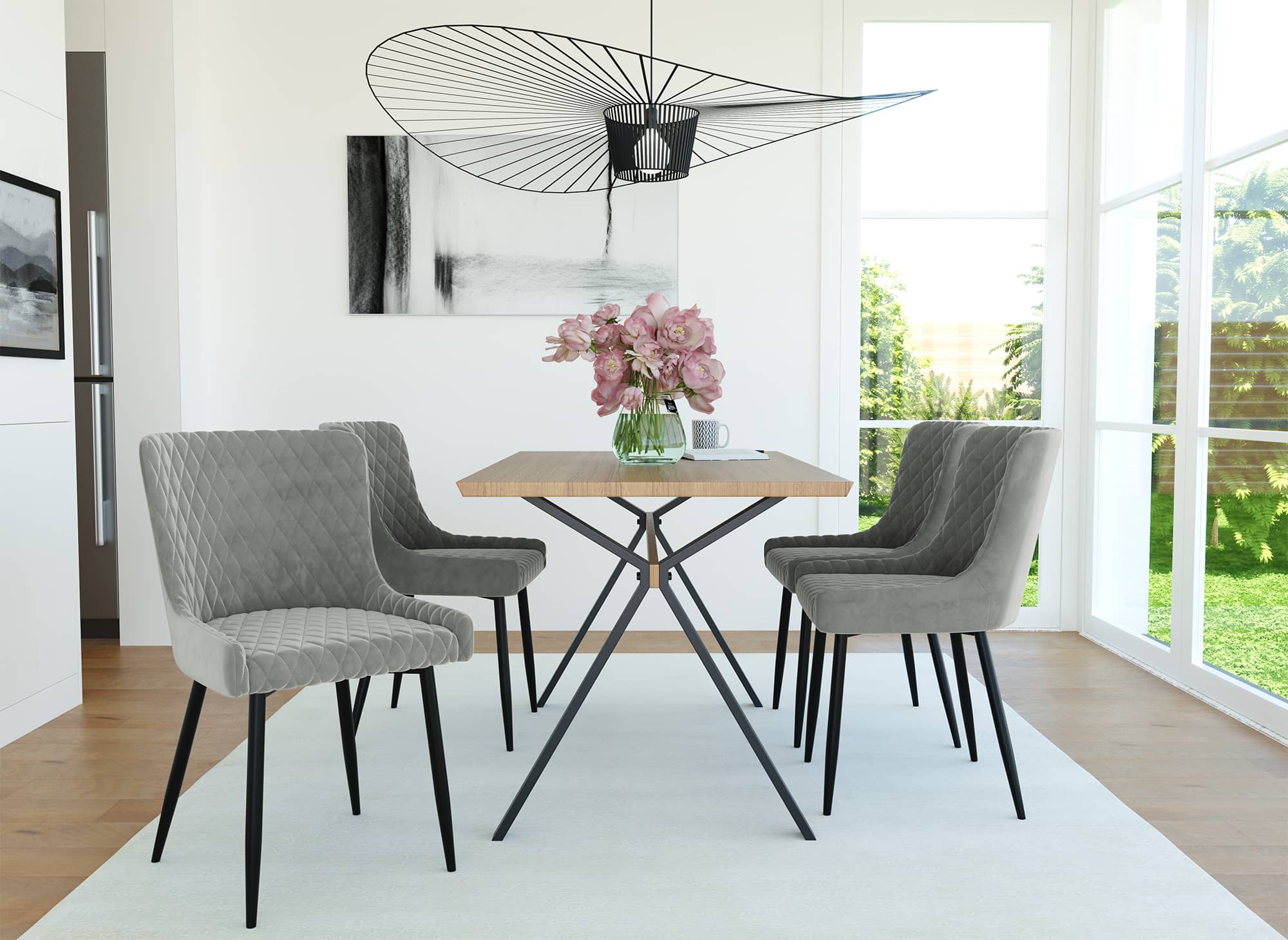 Lot de 2 chaises design en velours gris JENNY