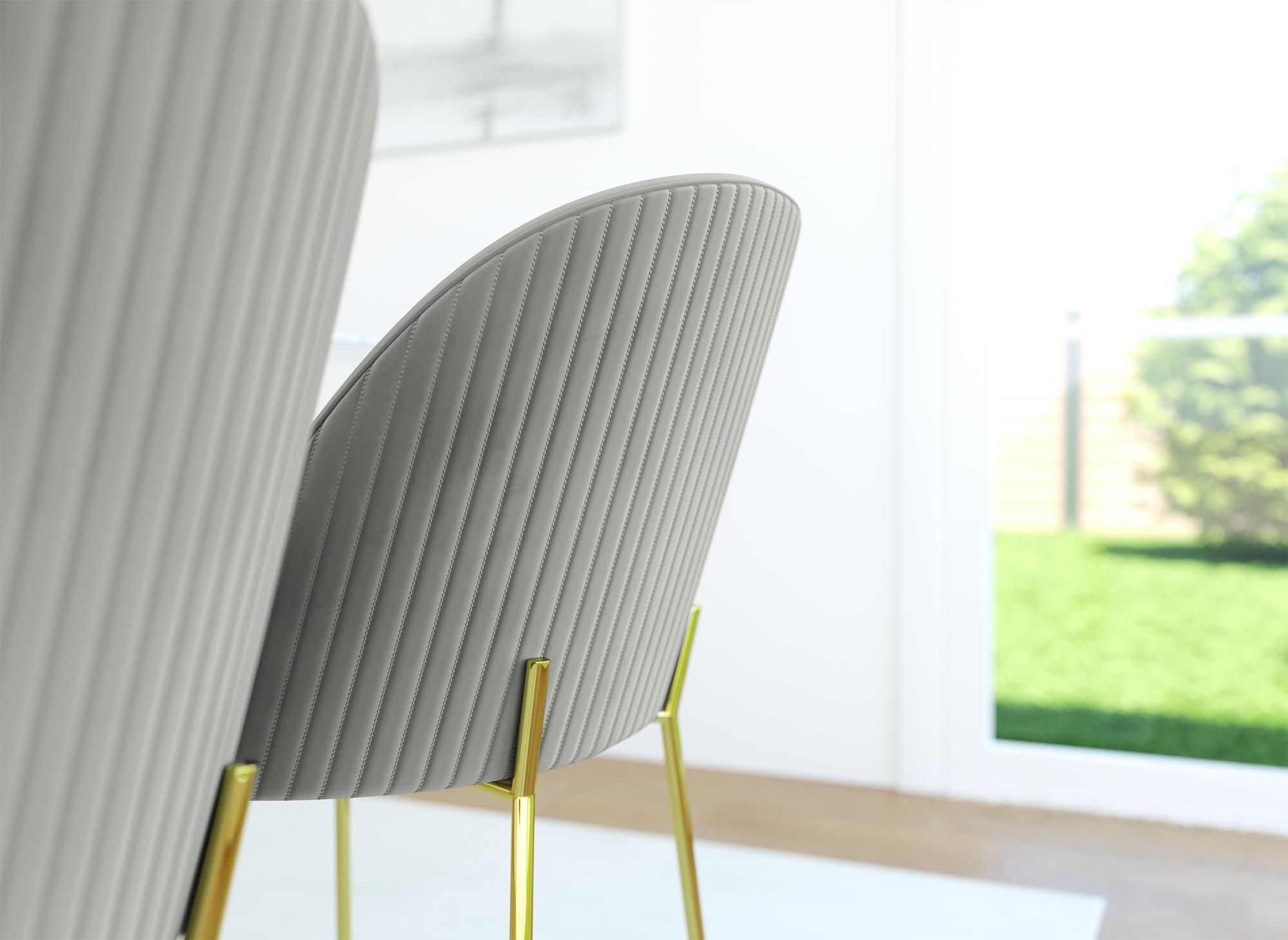 Lot de 2 chaises design en velours gris ARABEL