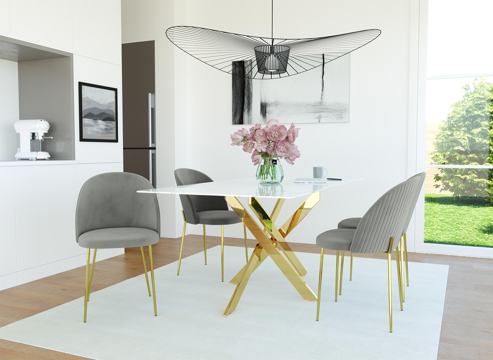 Lot de 2 chaises design en velours gris ARABEL