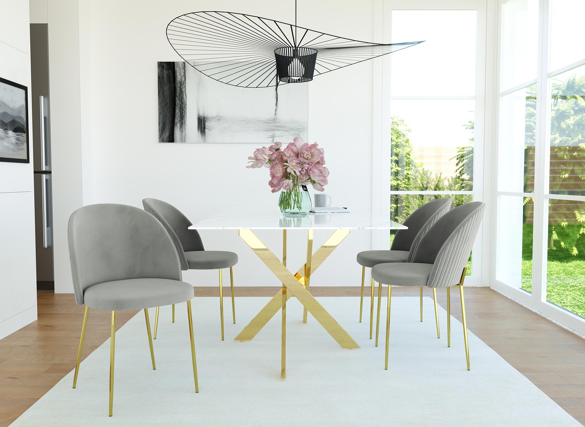 Lot de 2 chaises design en velours gris ARABEL