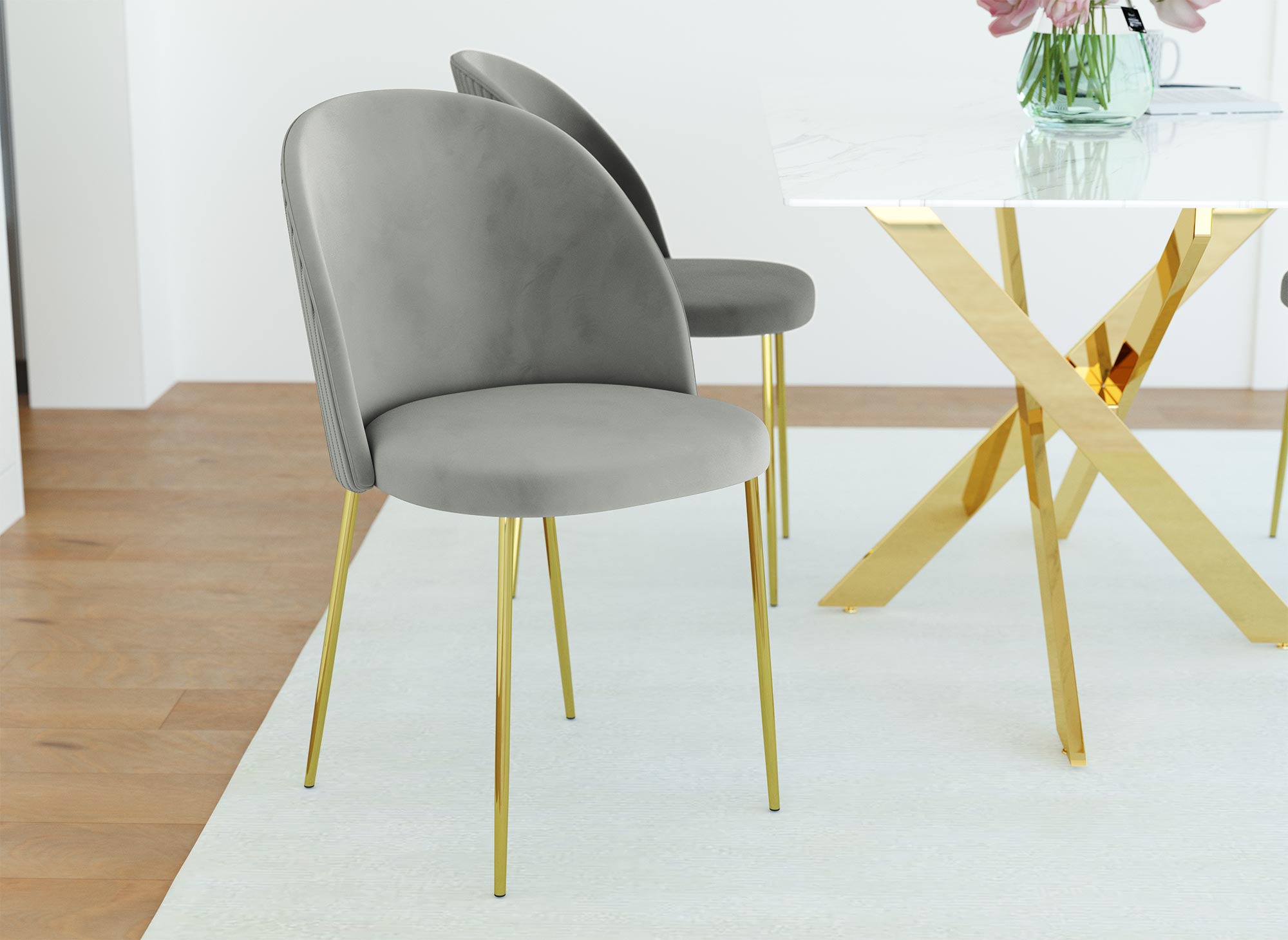 Lot de 2 chaises design en velours gris ARABEL