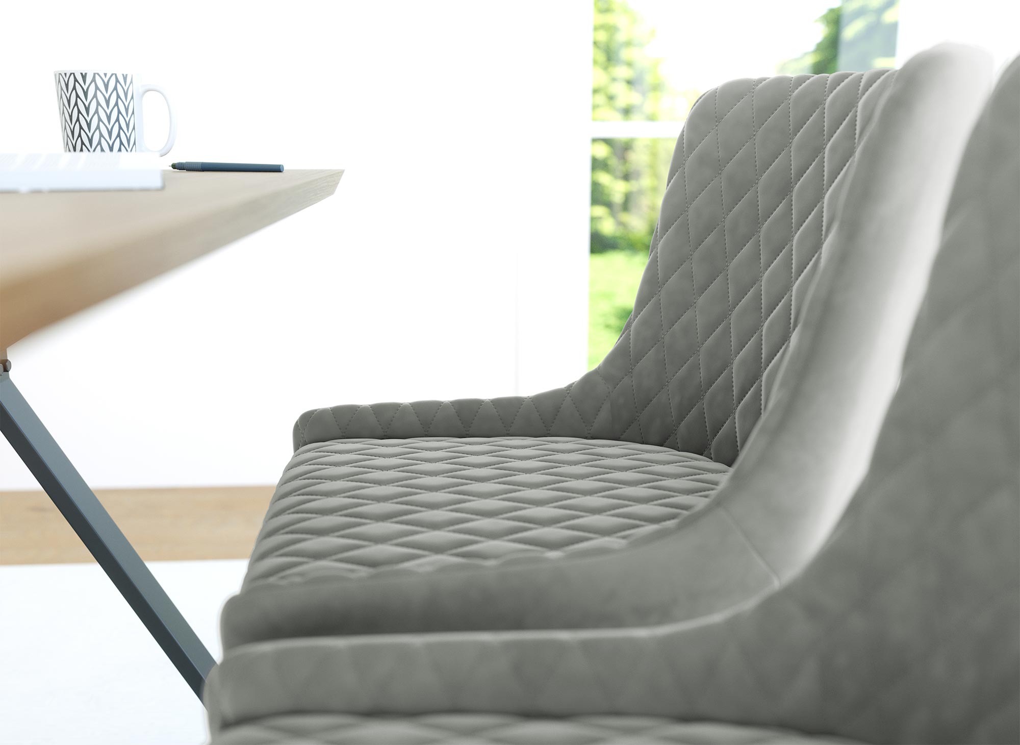 Lot de 2 chaises design en velours gris JENNY