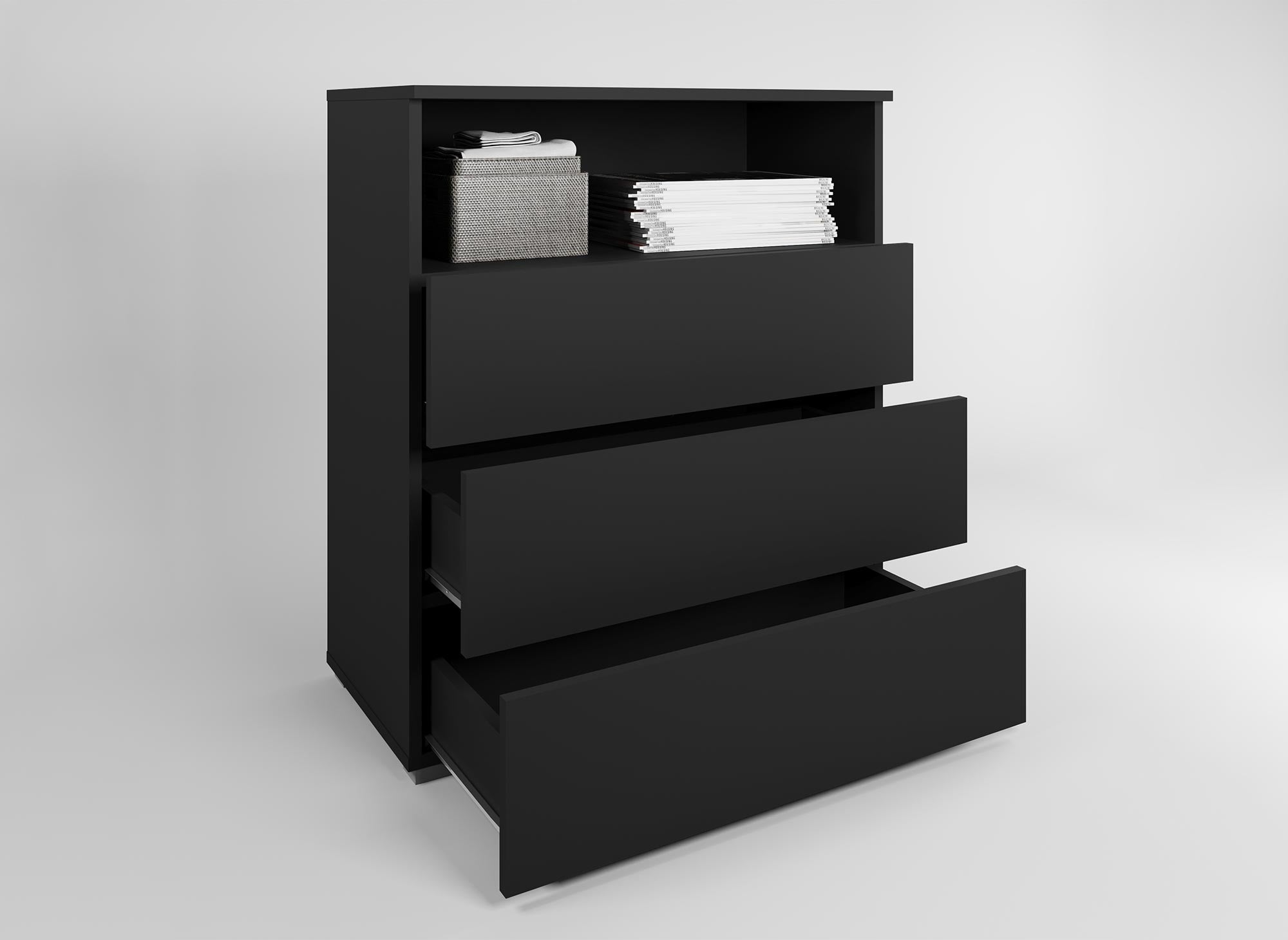 Meuble à chaussures 3 tiroirs et 1 niche noir BAKI