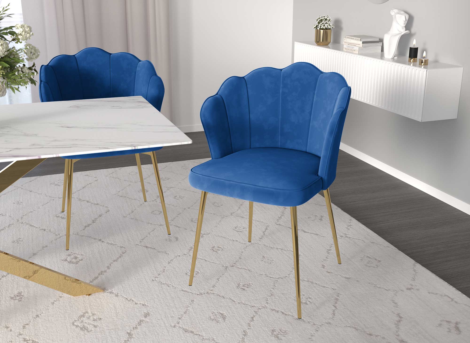 Lot de 2 chaises design en velours bleu GARANCE
