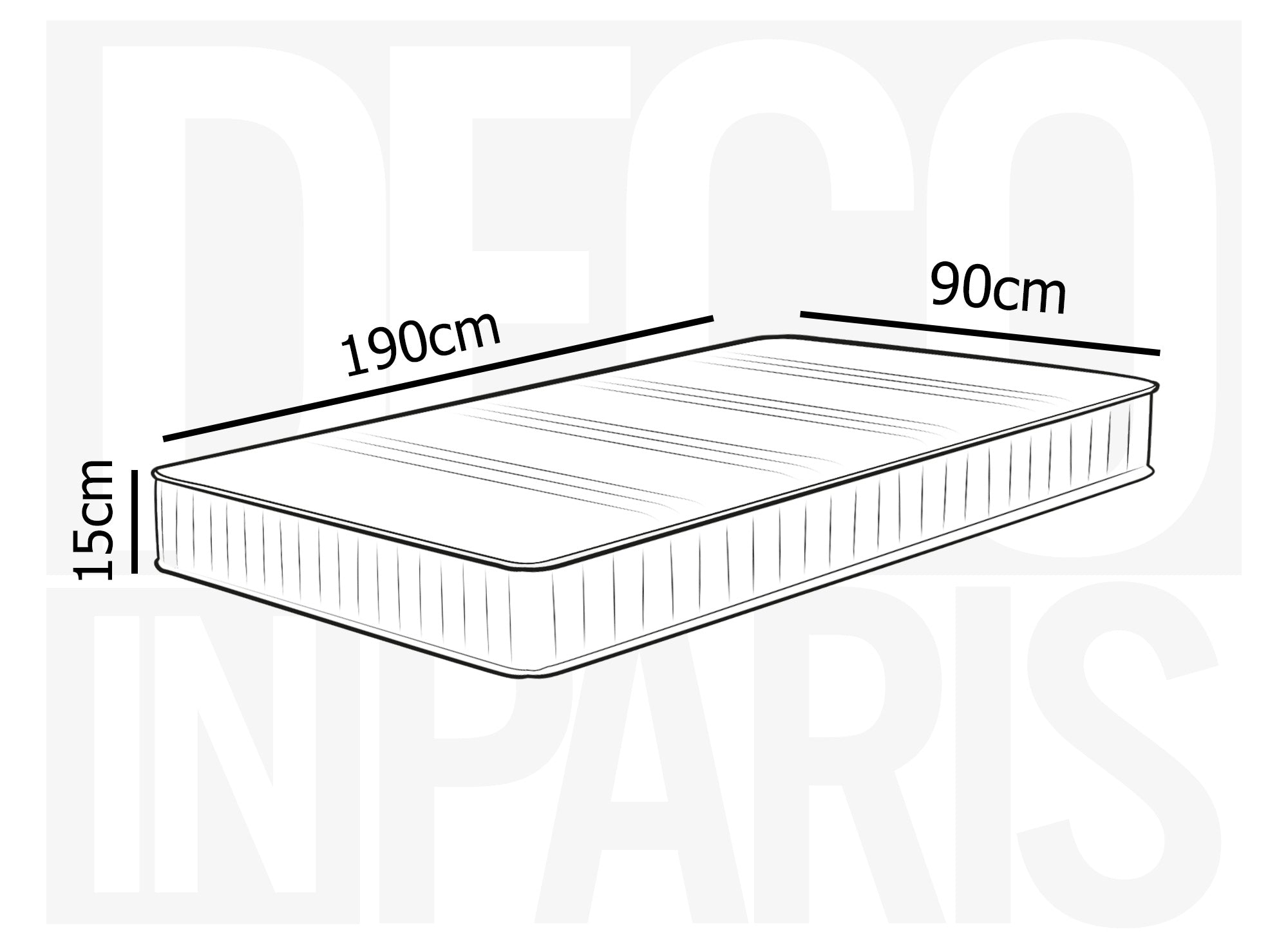 Matelas en mousse 90 x 190 cm épaisseur 15 cm WOLK