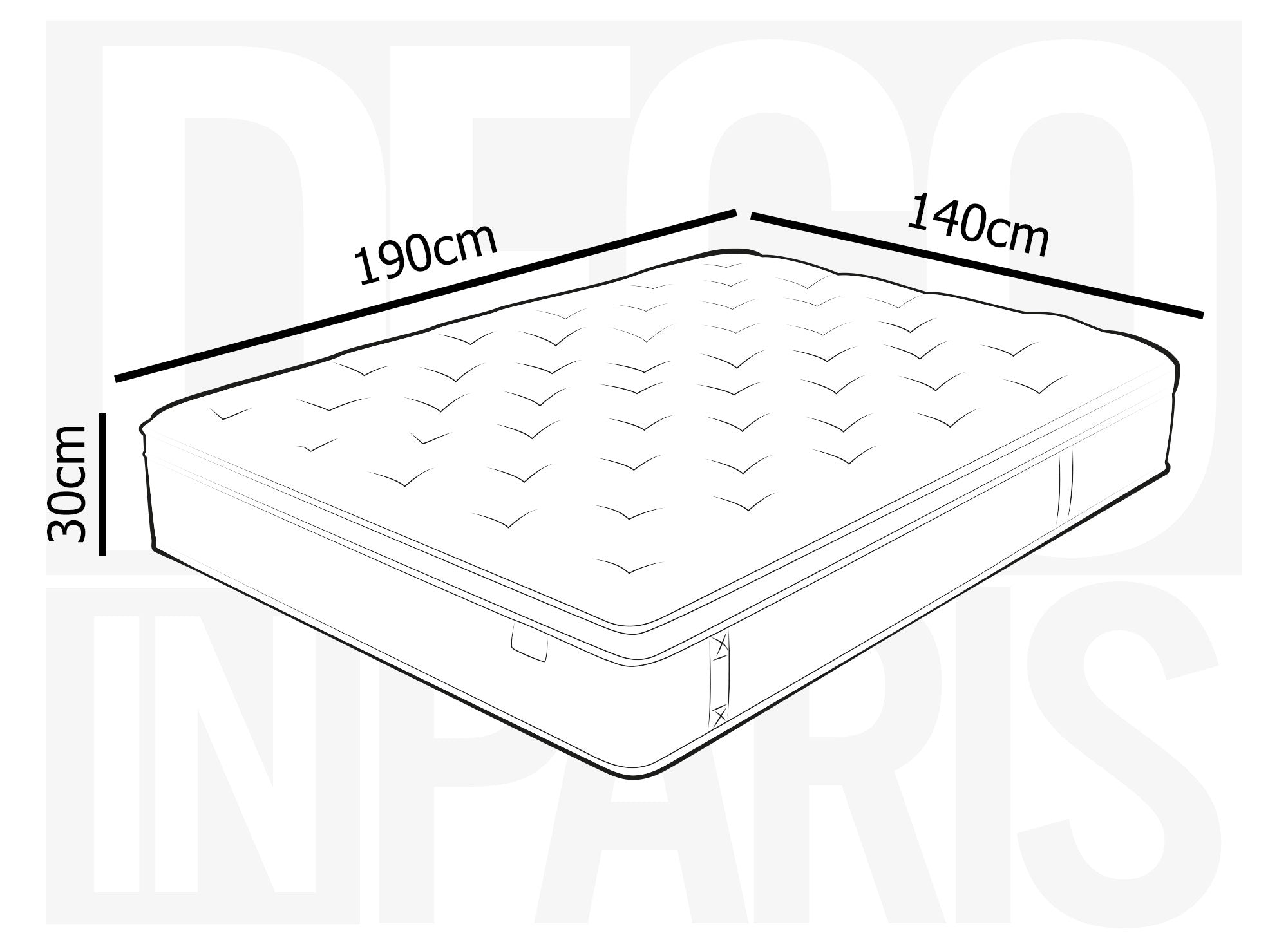 Matelas hybride ressorts ensachés 140 x 190 cm épaisseur 30 cm RAFAEL