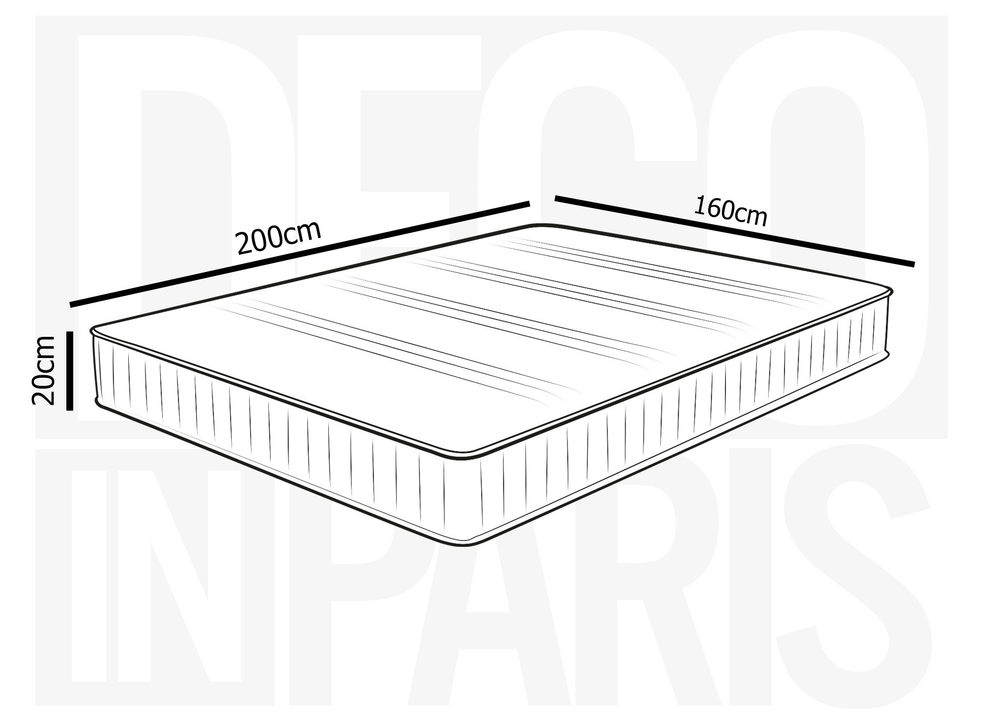 Matelas mousse 160 x 200 cm épaisseur 20 cm AWAN