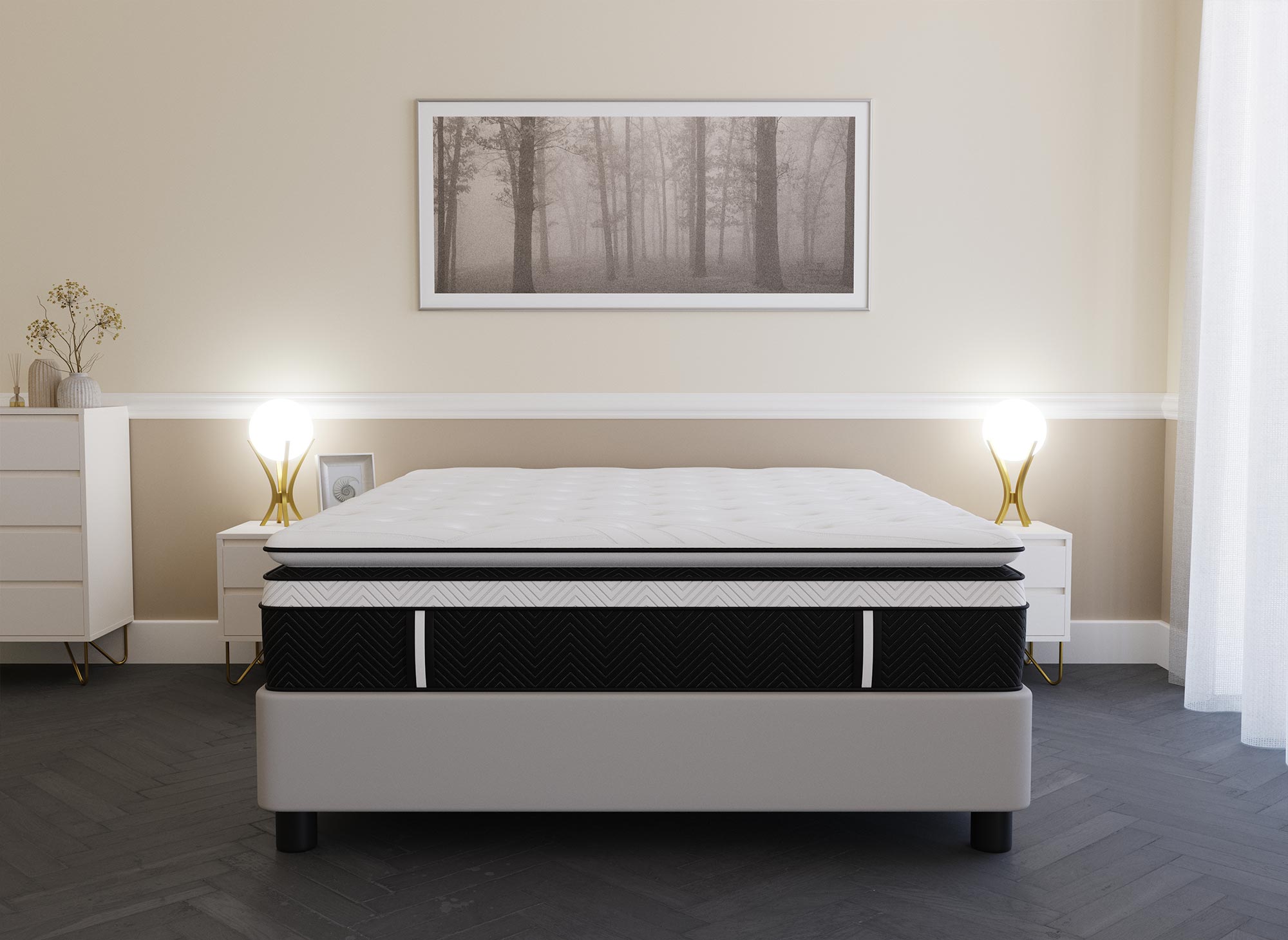 Matelas hybride mémoire de forme 140 x 190 cm épaisseur 35 cm - CLOUDY