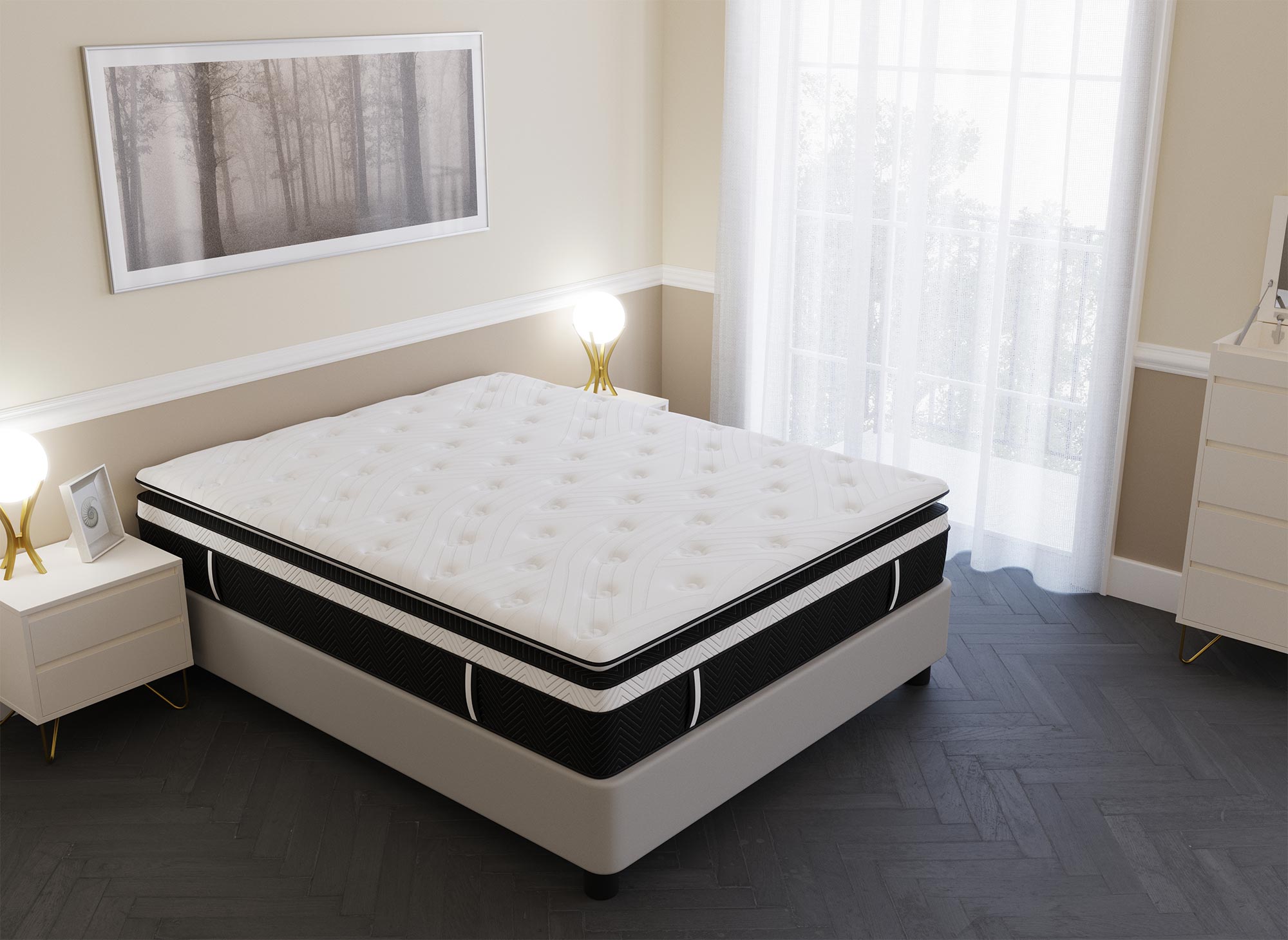 Matelas hybride mémoire de forme 160 x 200 cm épaisseur 35 cm - CLOUDY