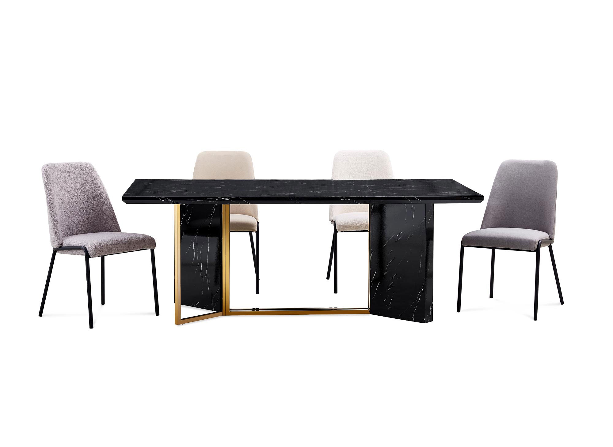 Lot de 2 chaises effet peau de mouton blanc APRIL