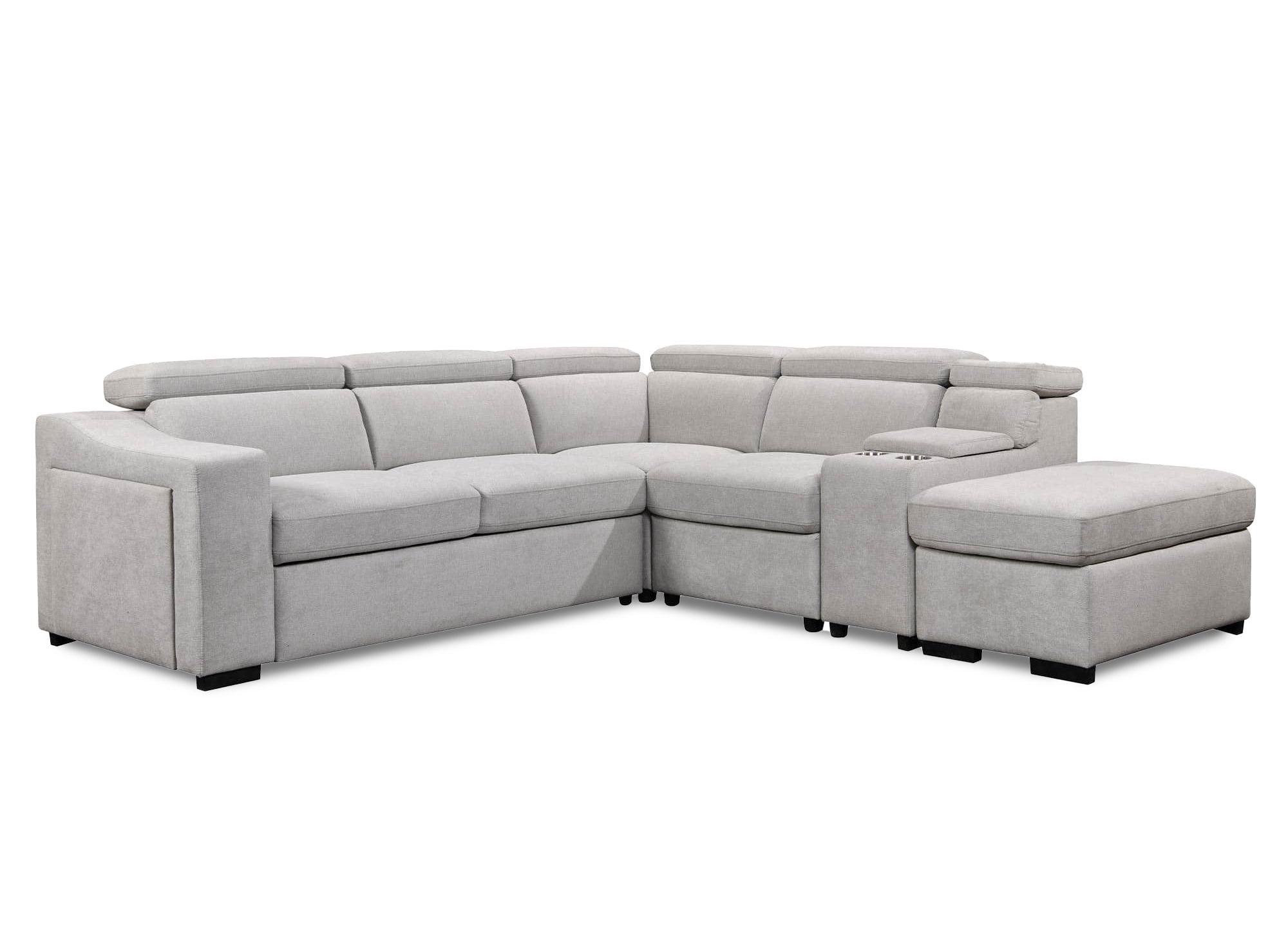 Canapé d'angle convertible en tissu beige DEREK XL - Angle droit