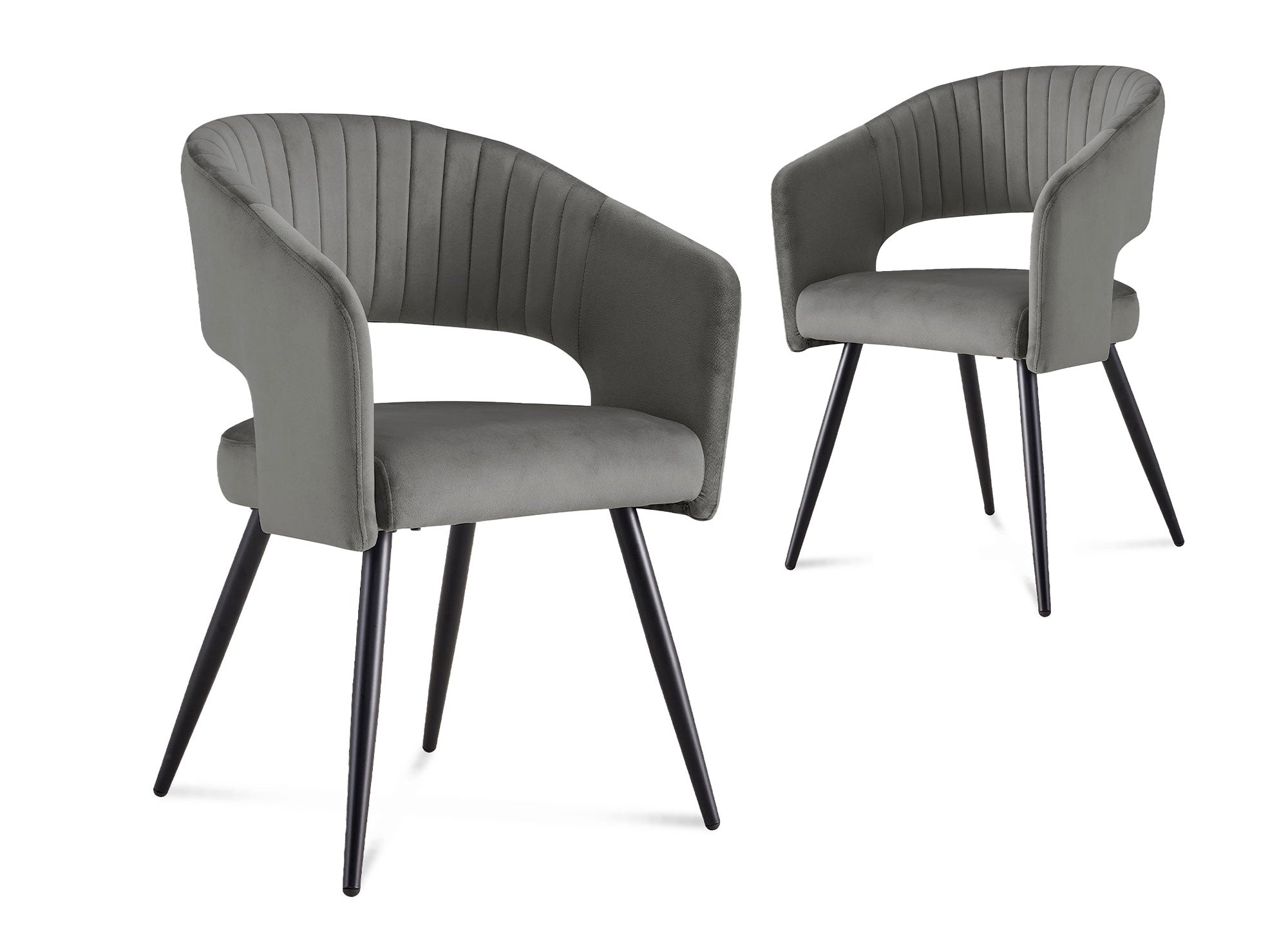 Lot de 2 chaises design en velours gris GLORIA